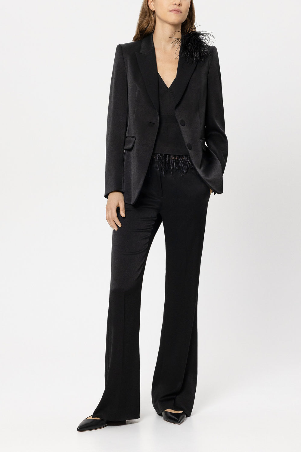 Pantalon flare en satin - black - Standard