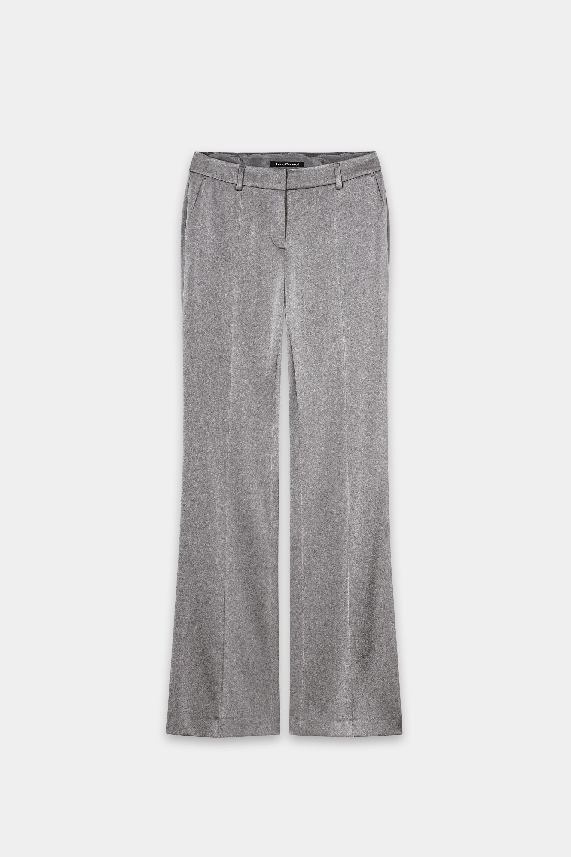 Flared-Pants in Satin-Optik - platin - Standard | Artikel Front