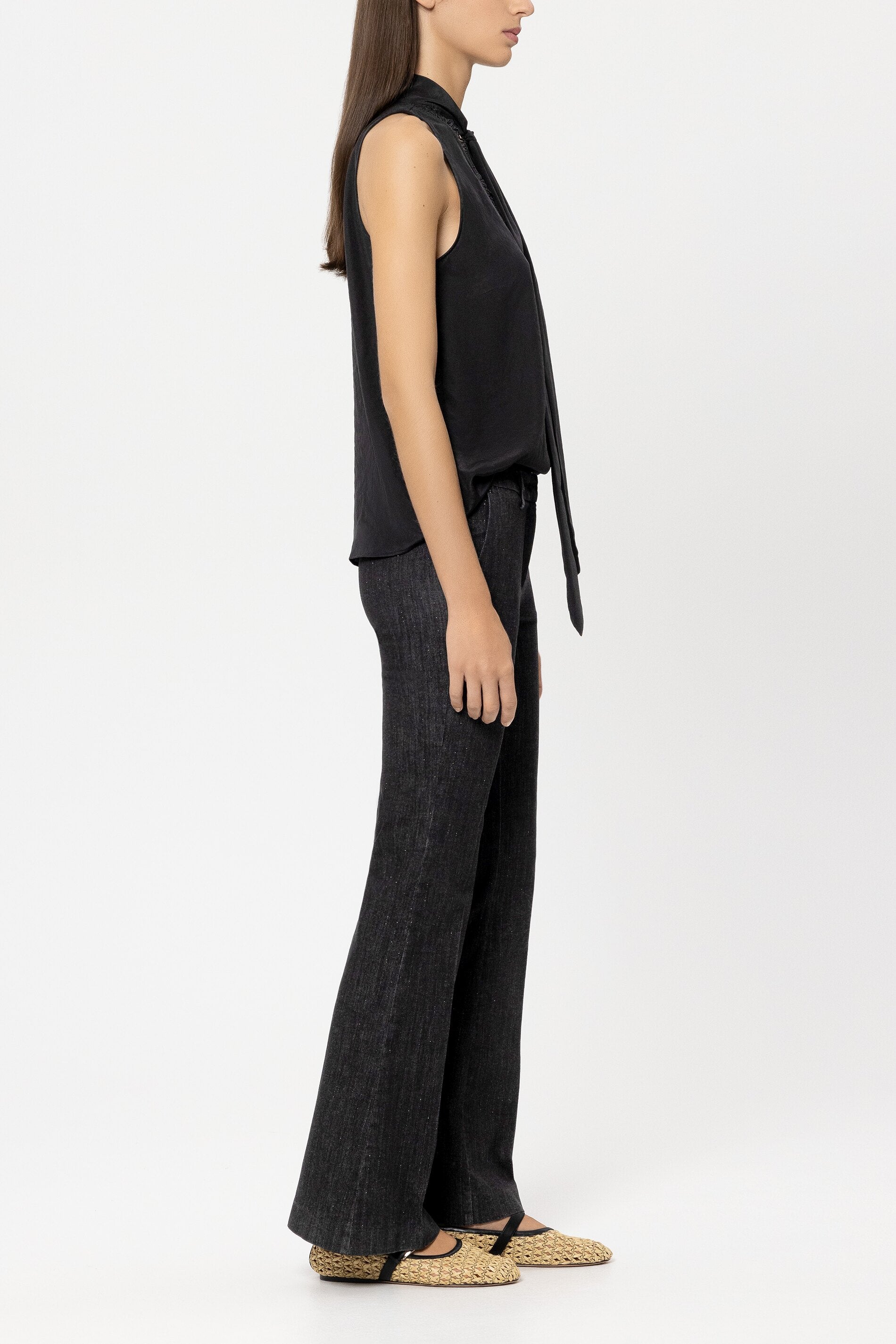 Pinstripe-Bootleg-Denim - black - Standard | Model Seite