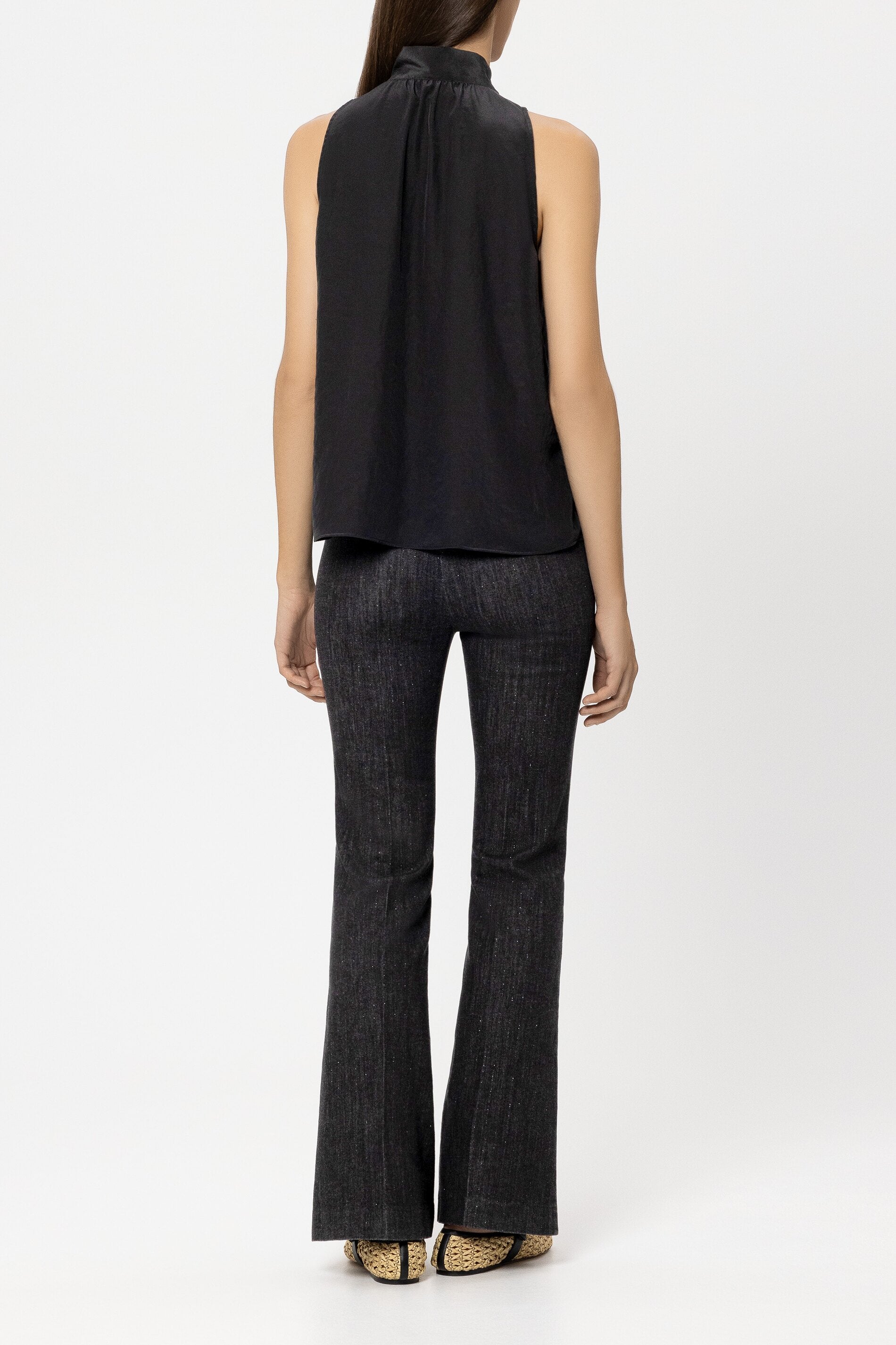 Pinstripe-Bootleg-Denim - black - Standard | Model Rück