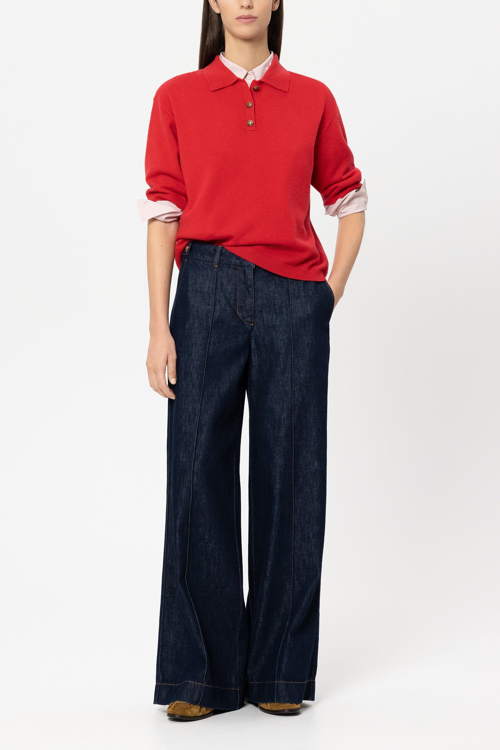 Wideleg-Chino-Denim - denim blue - Standard | Model Front