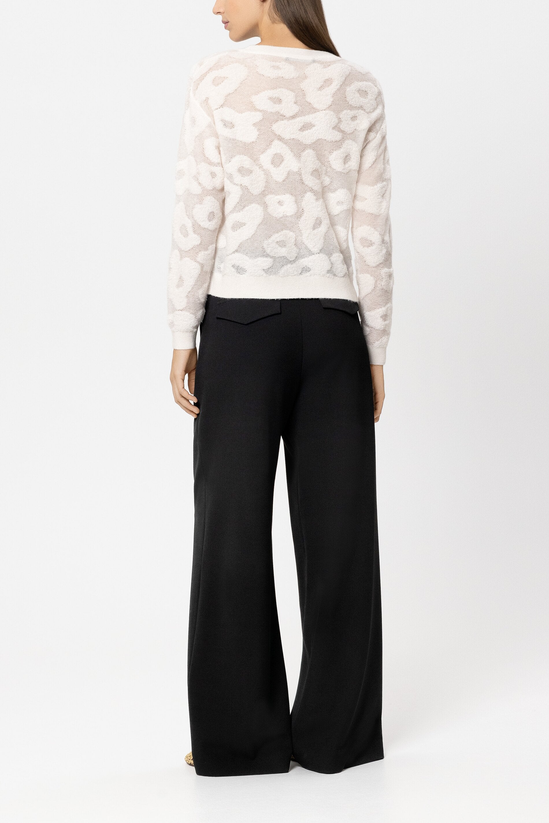 Wideleg-Pants mit Bundfalten - pure black - Standard | Model Rück