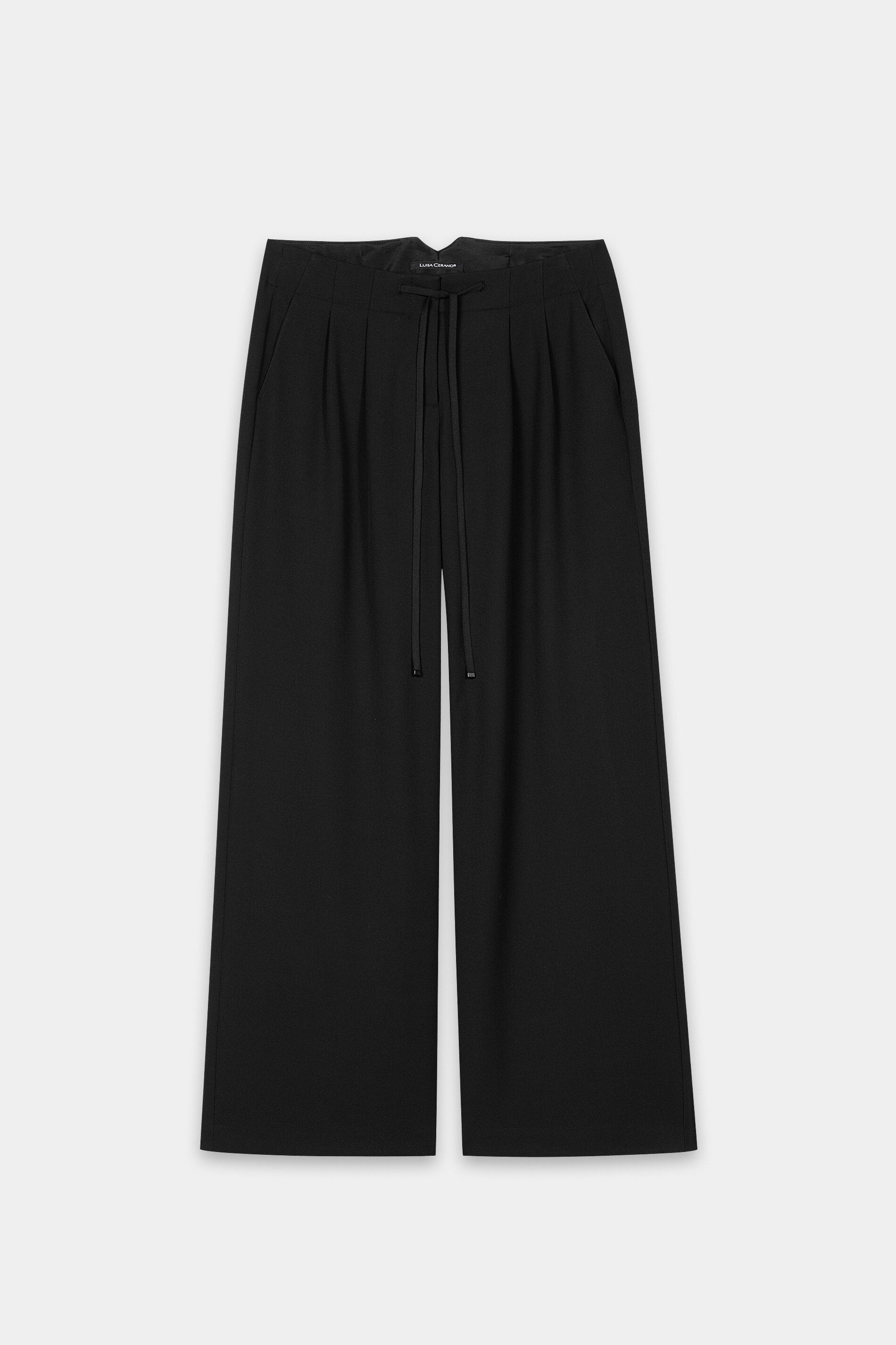 Wideleg-Pants mit Bundfalten - pure black - Standard | Artikel Front