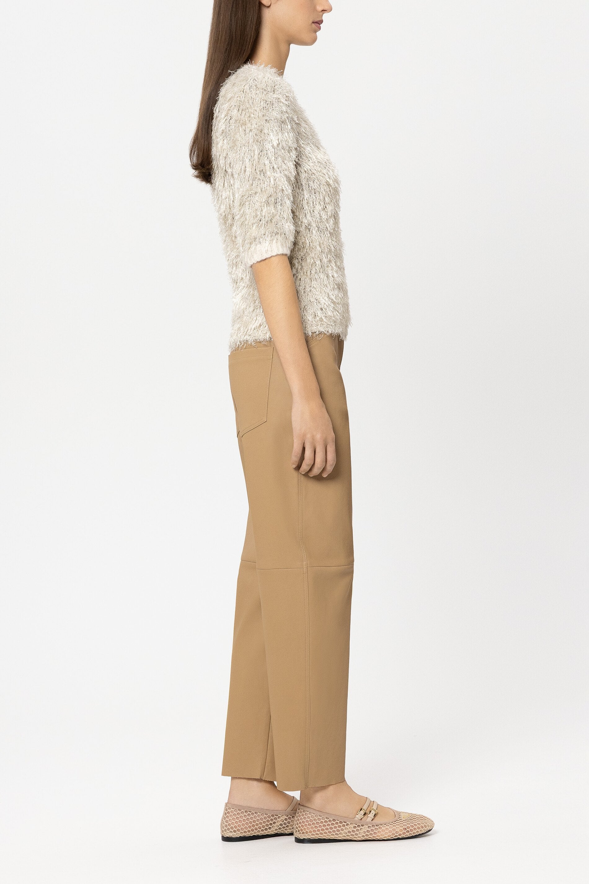 Lammnappa-Barrelleg-Pants - golden camel - Standard | Model Seite