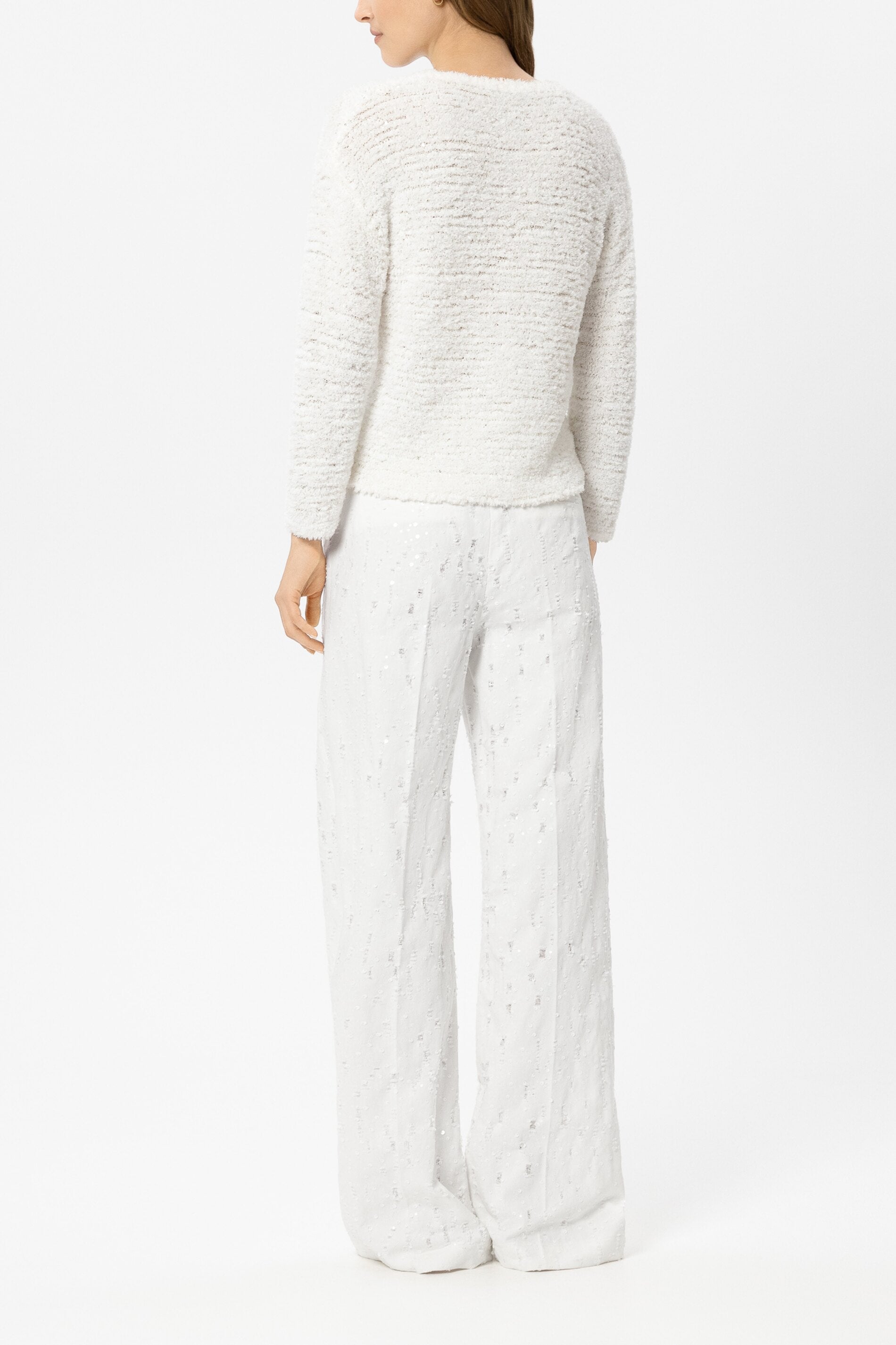 Pailletten-Wideleg-Pants - white - Standard | Model Rück