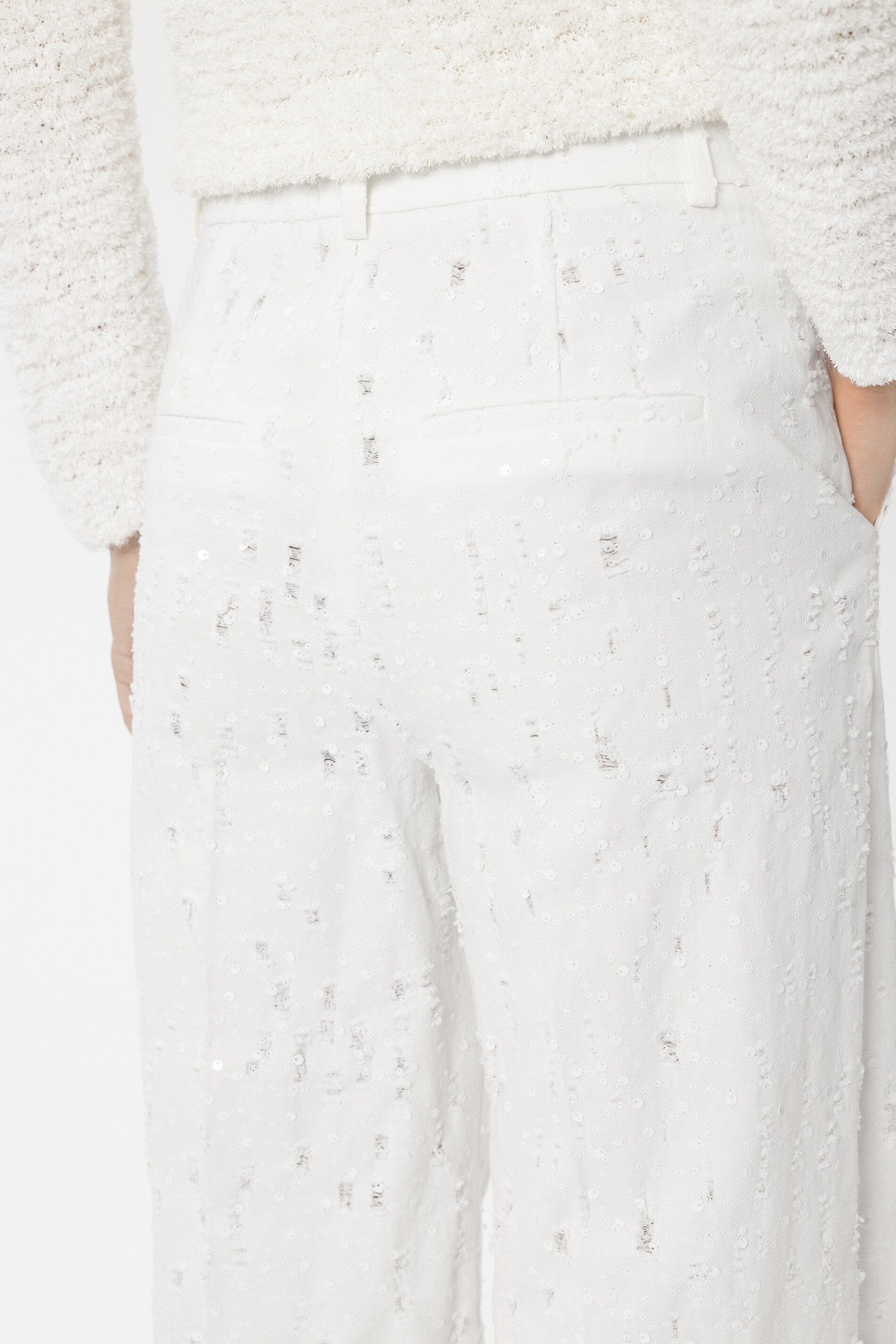 Pailletten-Wideleg-Pants - white - Standard | Model Detail