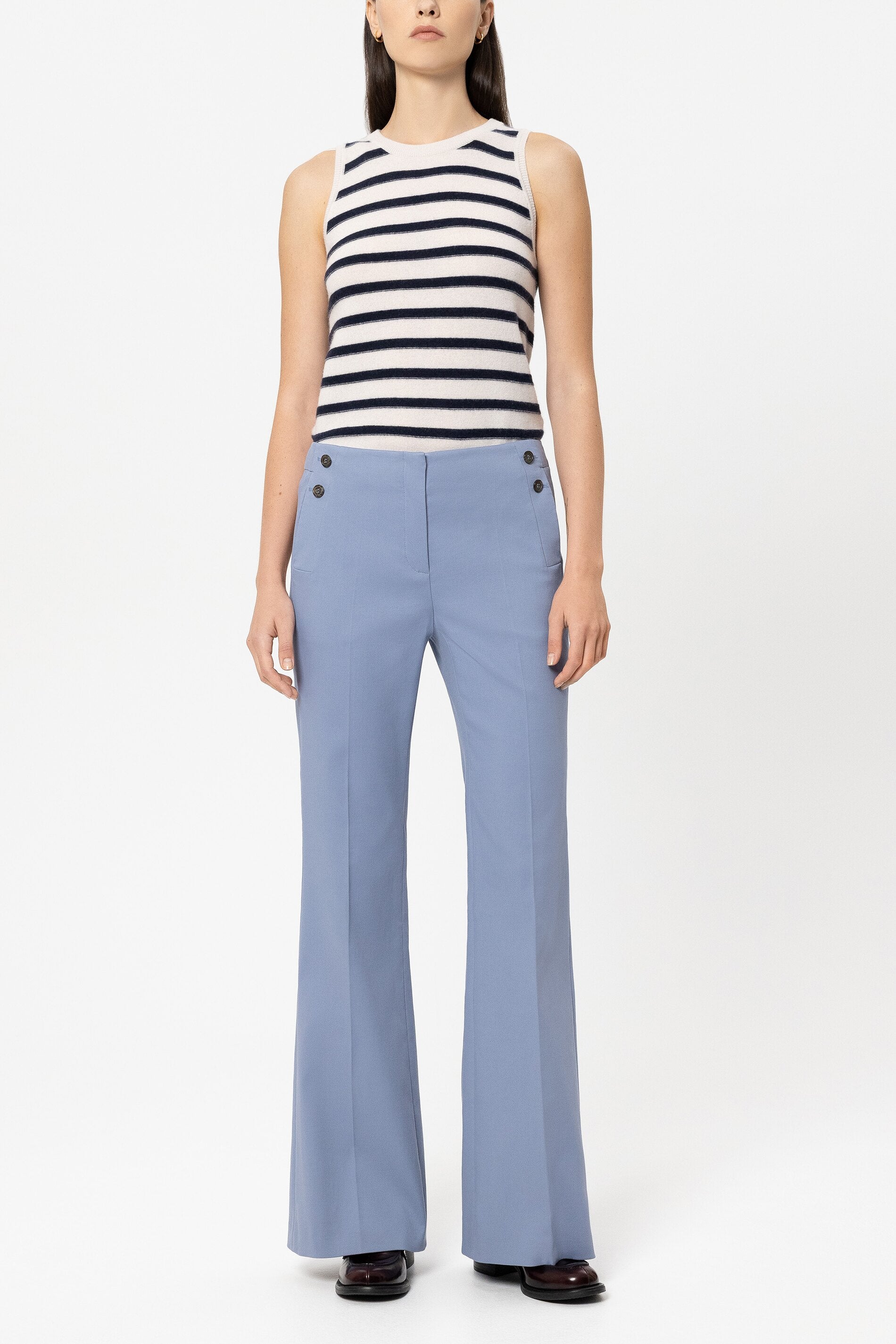 Gabardine-Flared-Pants - casual blue - Standard | Model Front