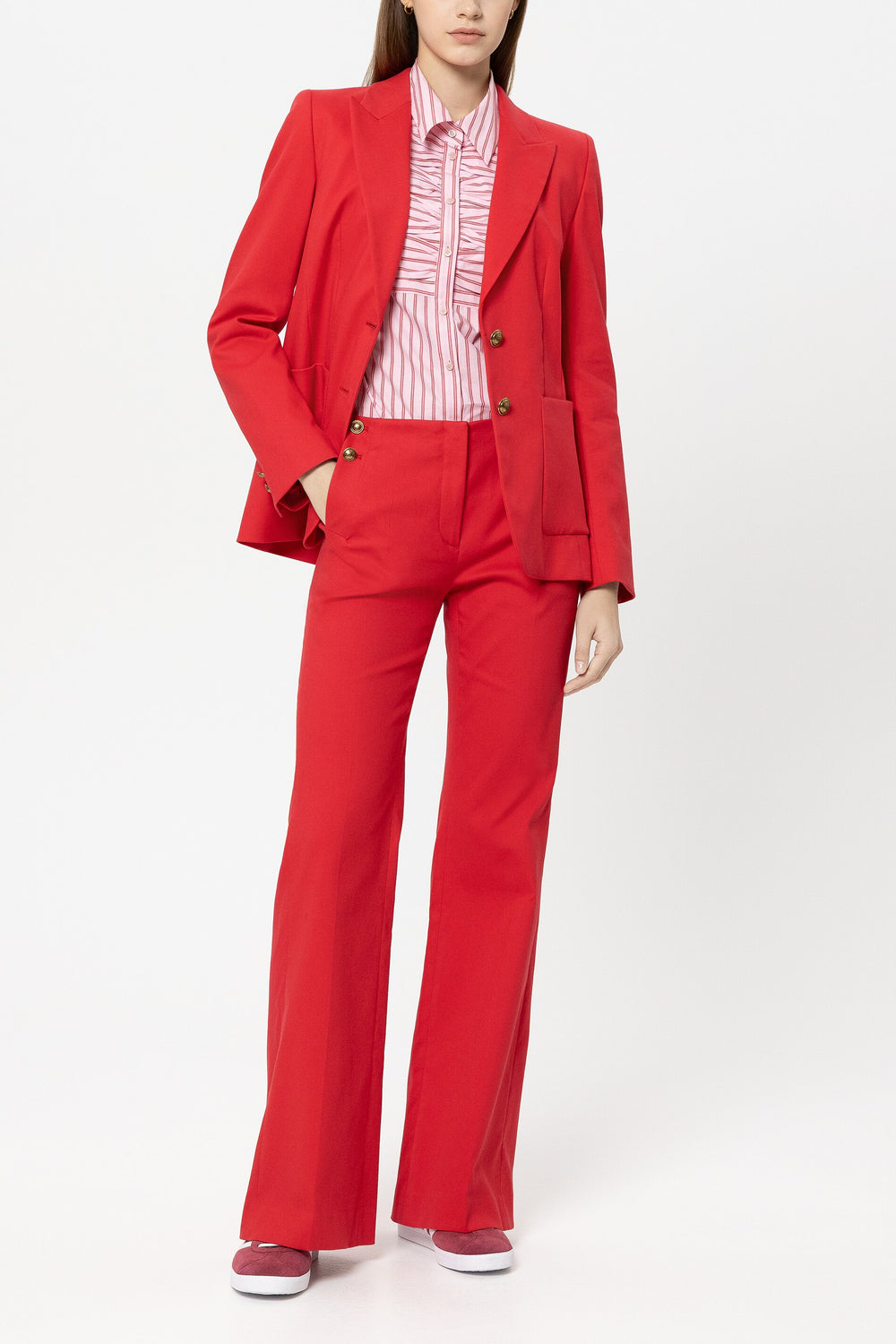 Gabardine-Flared-Pants - cherry red - Standard