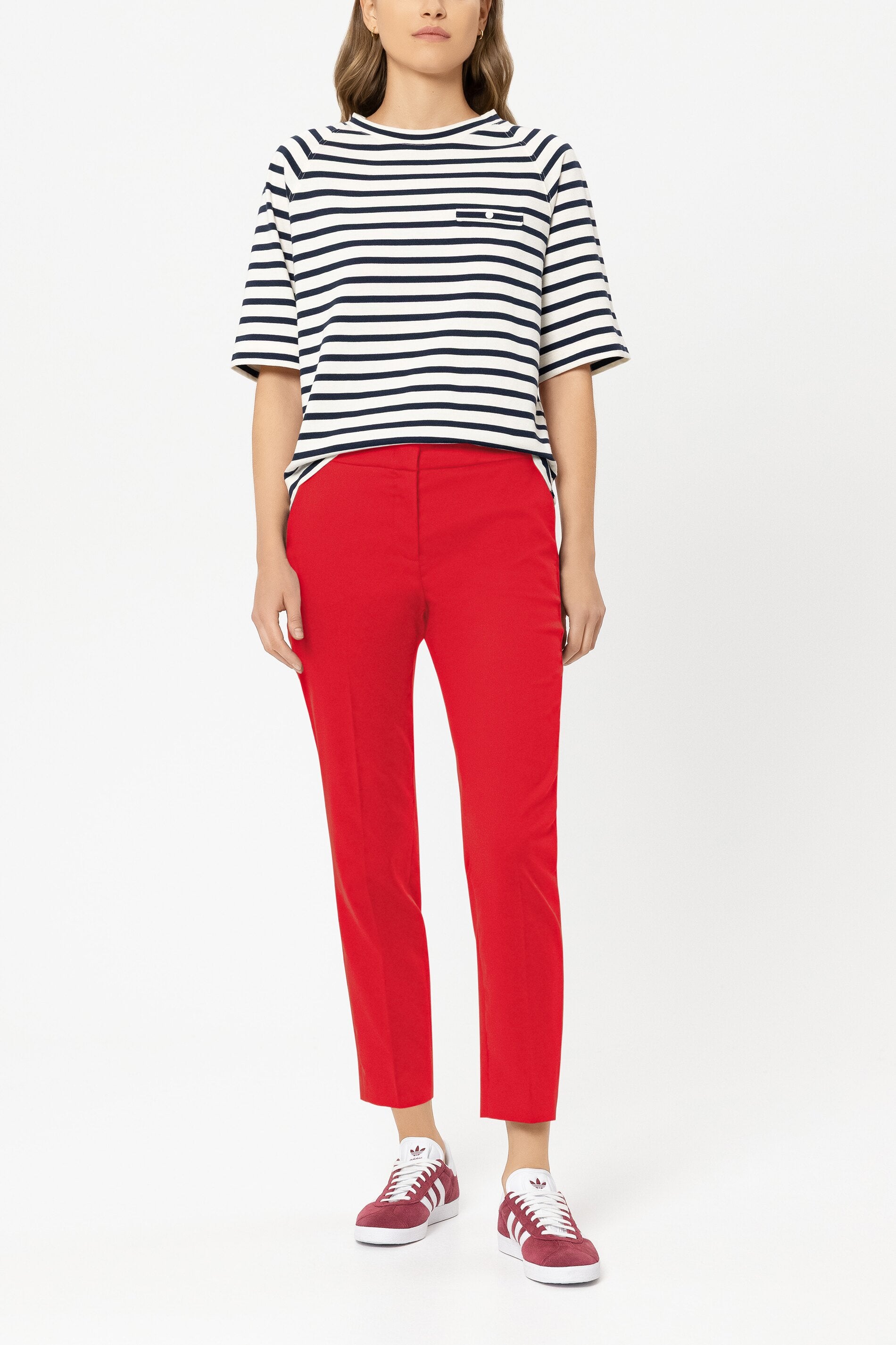 Gabardine-Slimtailored-Pants - cherry red - Standard | Model Front