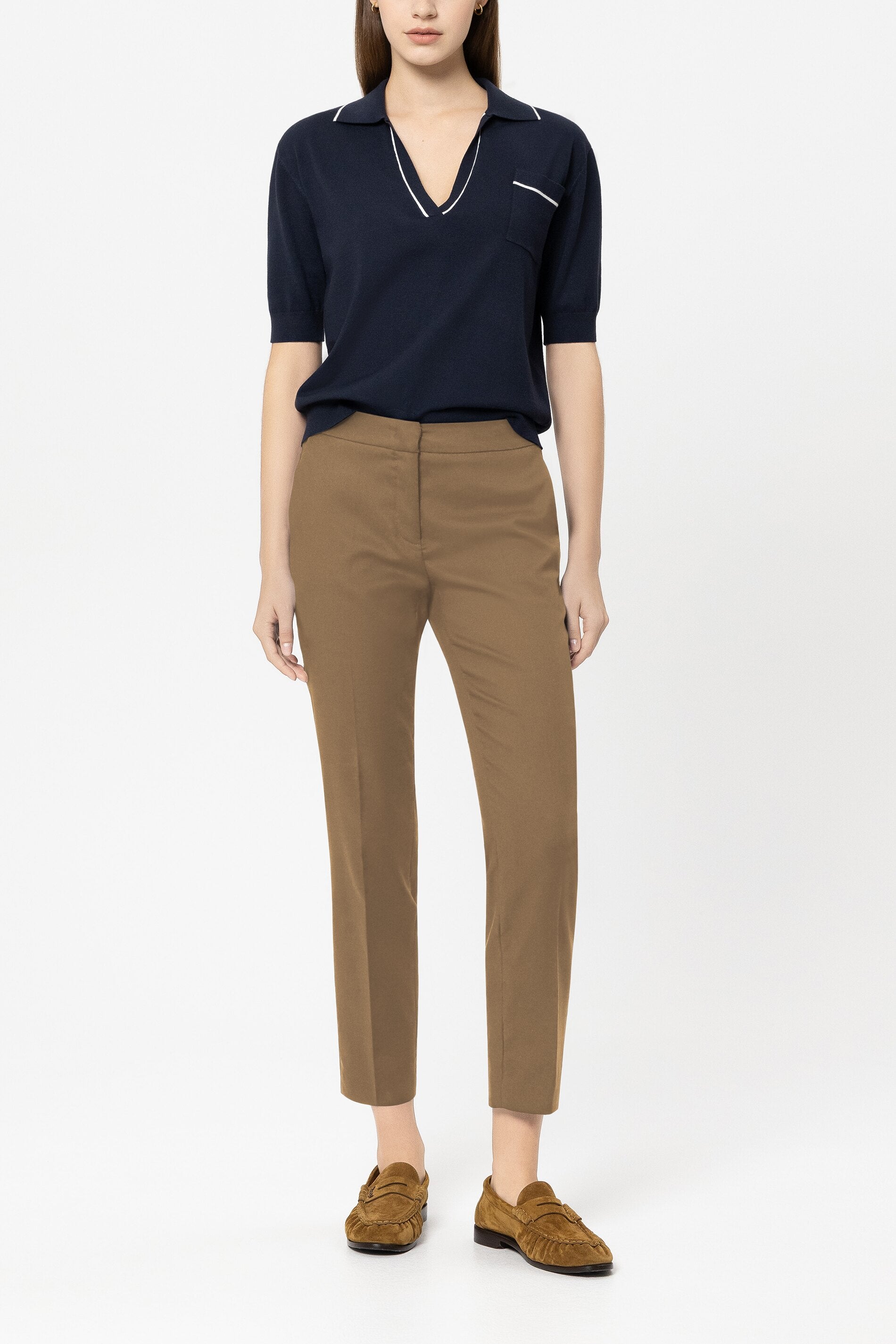 Gabardine-Slimtailored-Pants - tabacco - Standard | Model Front