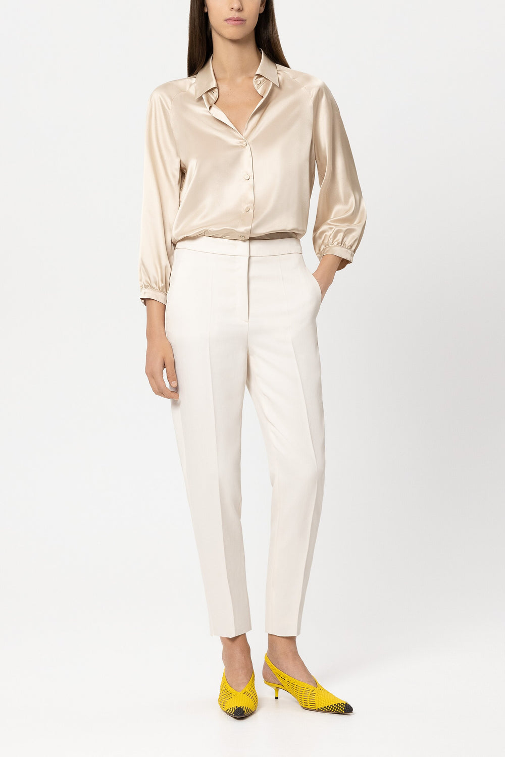 Twill tapered pants - cream - Standard