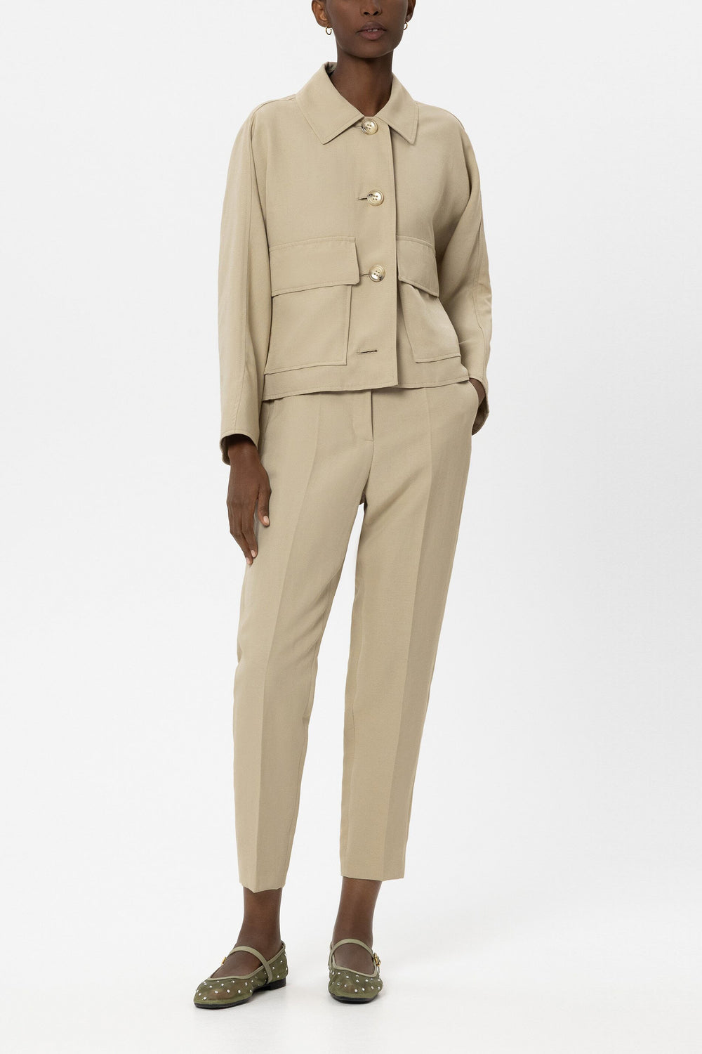 Tapered-Pants aus Leinen-Mix - sand - Standard