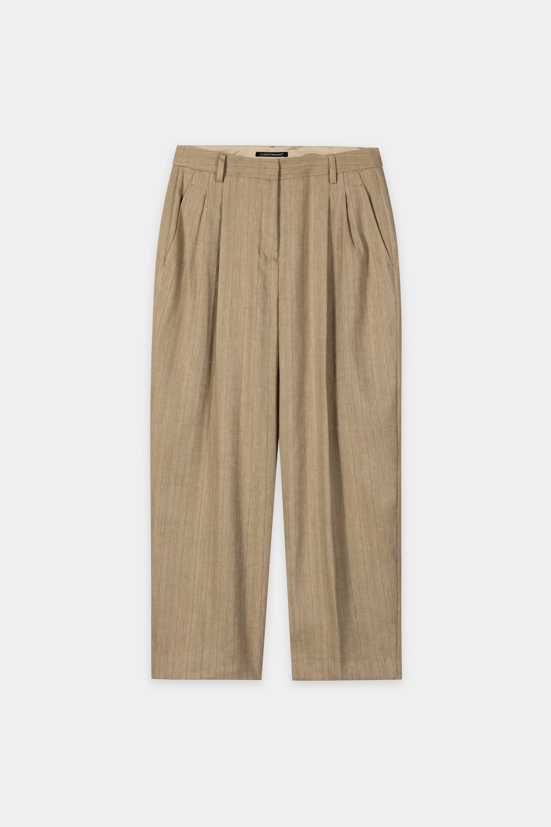 Tapered-Pants aus Leinen-Mix - sand - Standard | Artikel Front