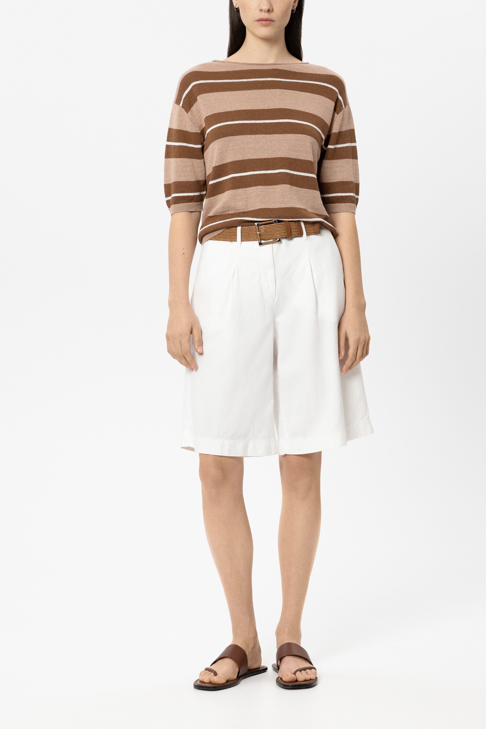 Bermuda aus Leinen-Mix - white - Standard | Model Front