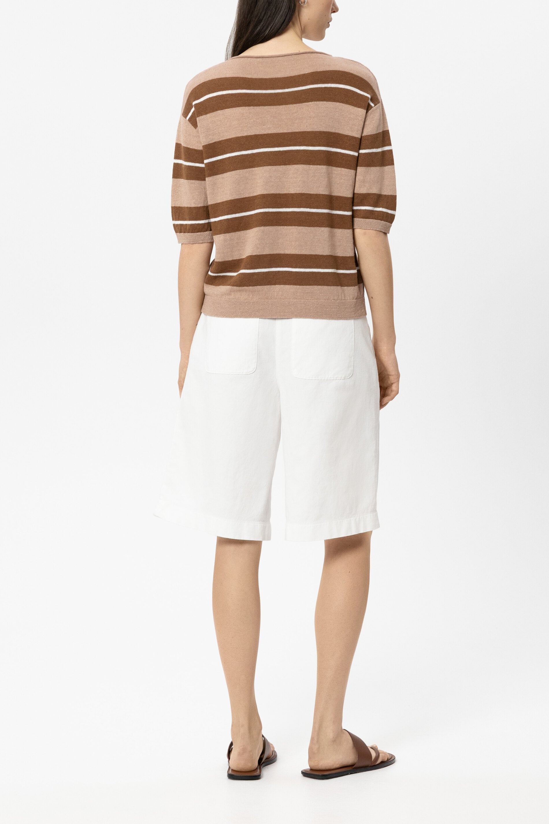 Bermuda aus Leinen-Mix - white - Standard | Model Rück