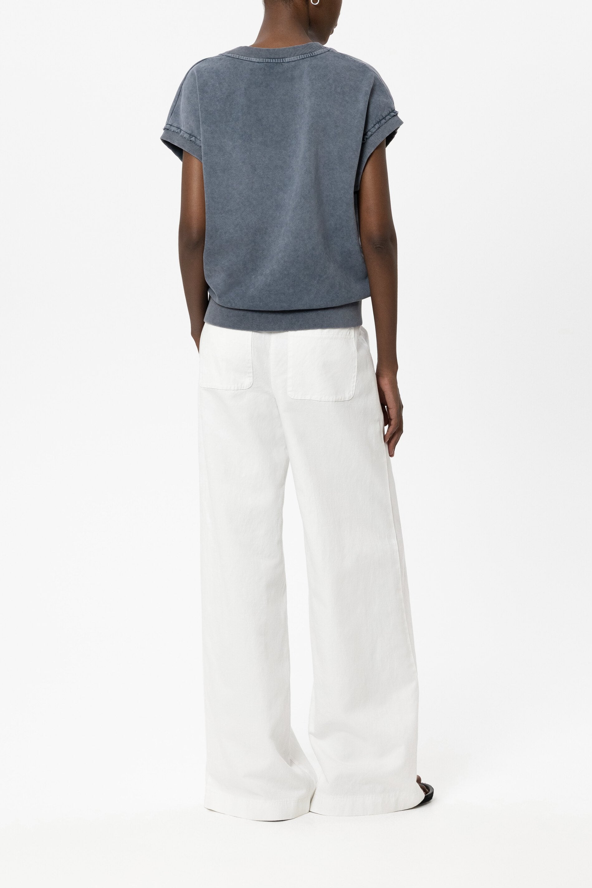 Wideleg-Chino aus Leinen-Mix - white - Standard | Model Rück