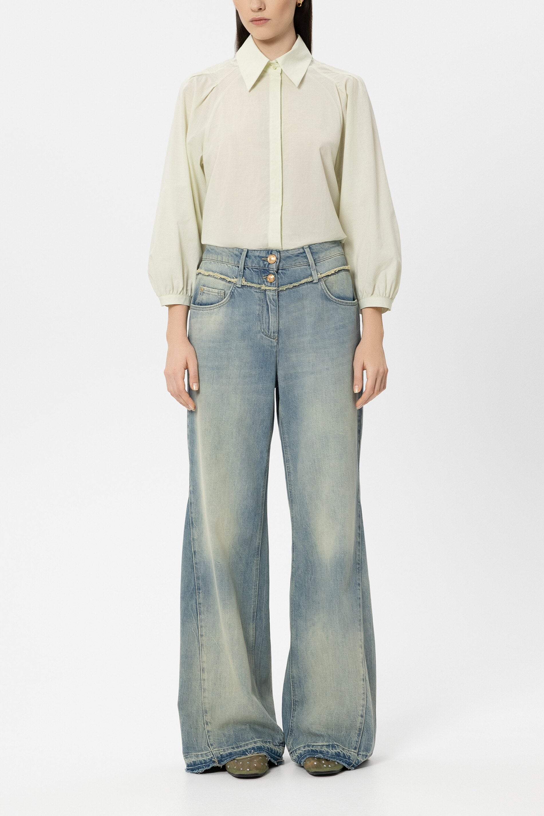 Authentic-Flared-Denim - denim blue - Standard | Model Front