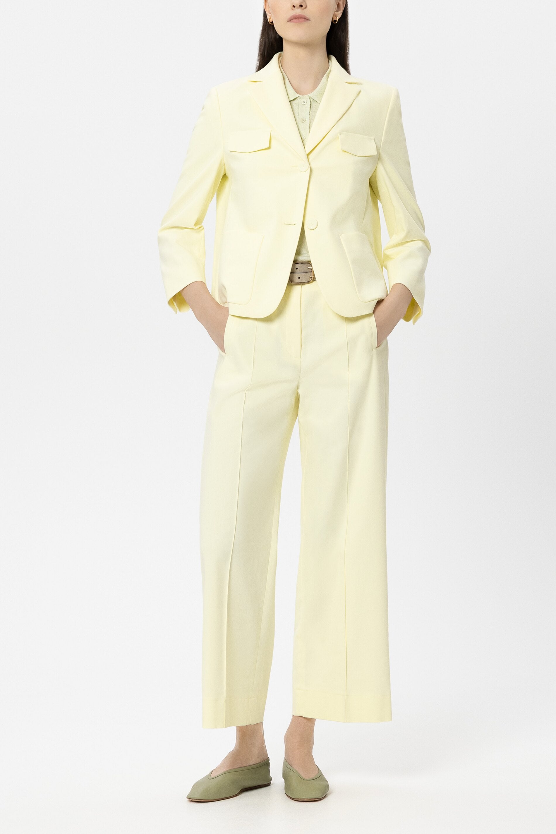Twill-Wideleg-Pants - citron - Standard | Model Front