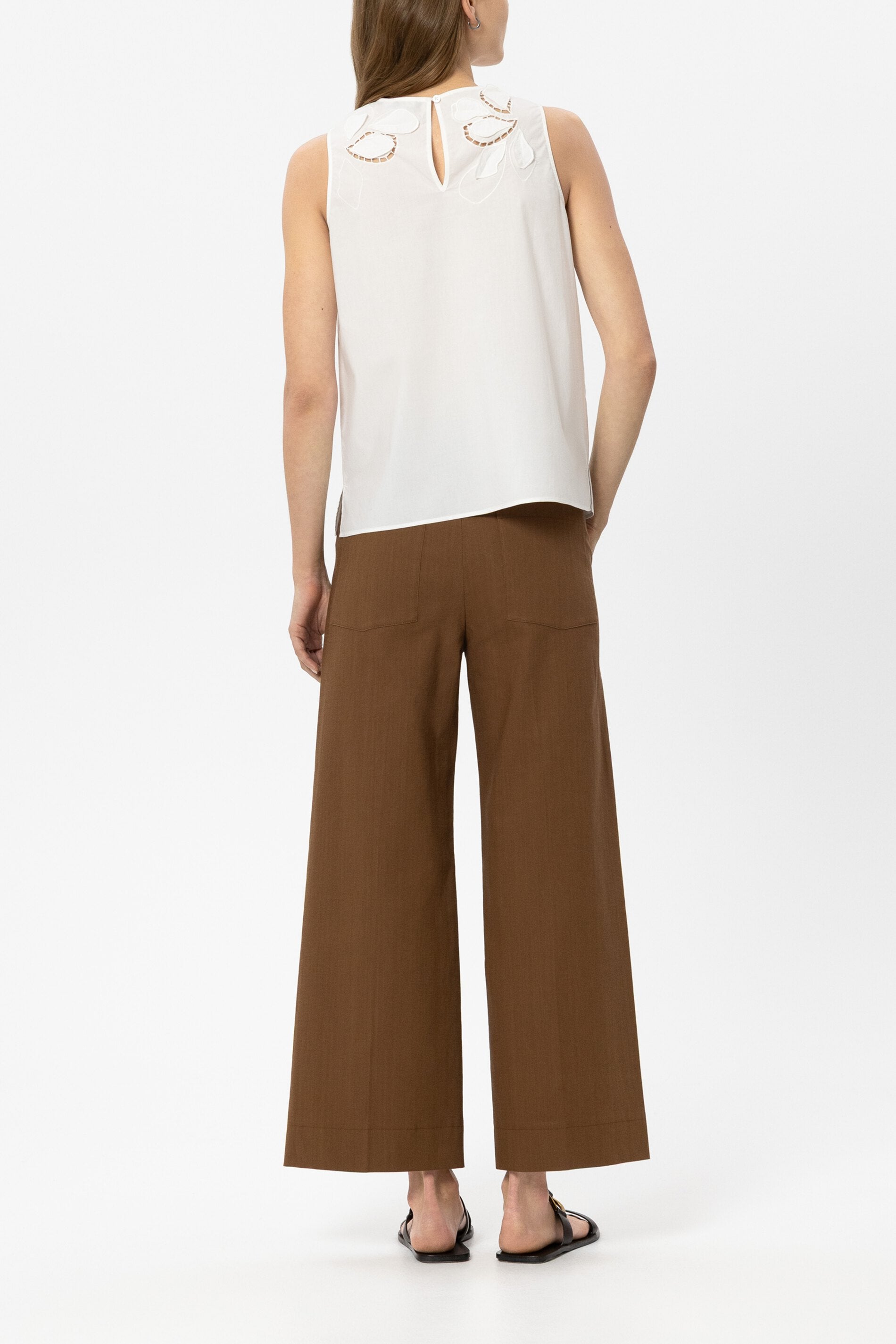 Twill-Wideleg-Pants - dark terracotta - Standard | Model Rück
