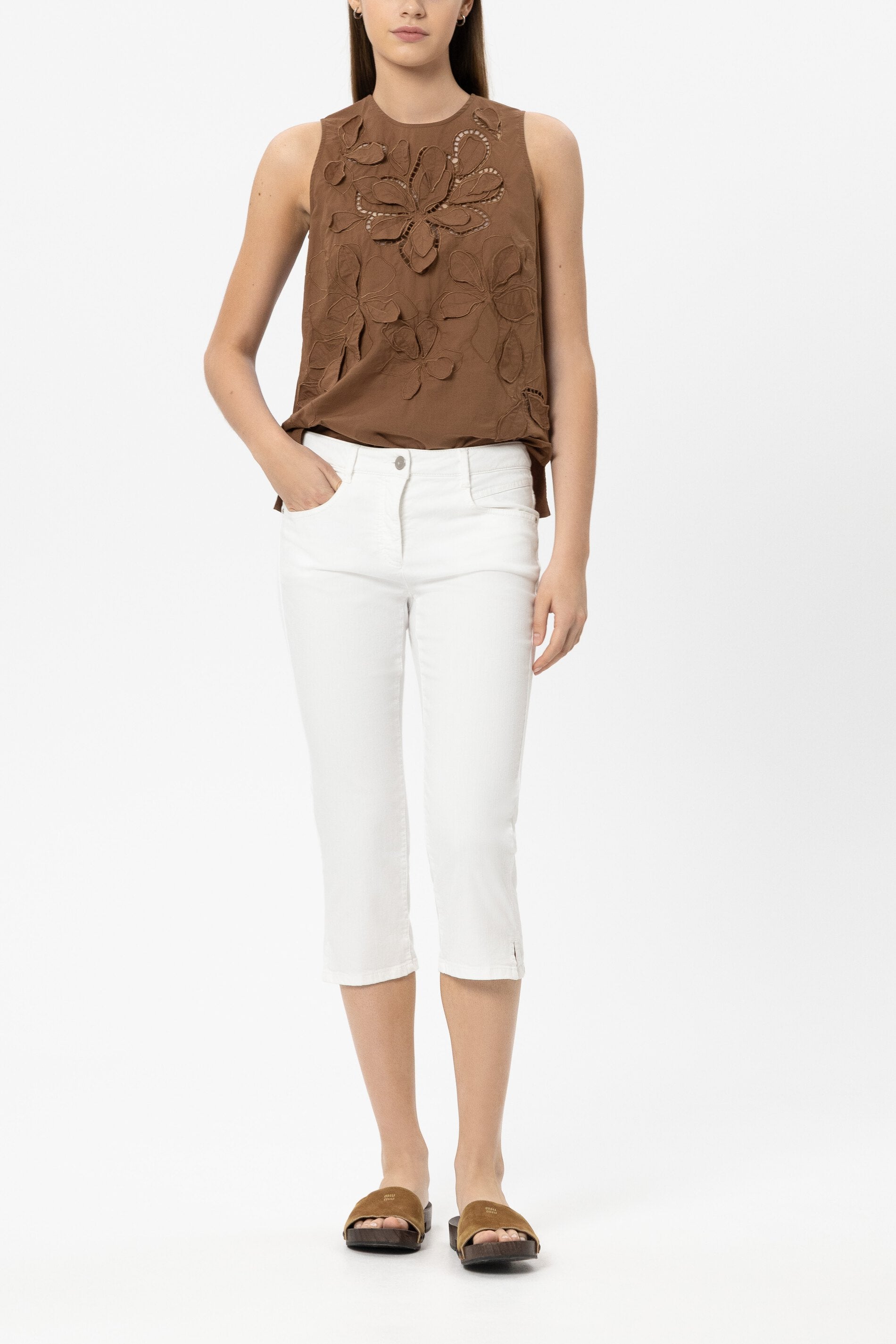 Skinny-Capri-Denim - white - Standard | Model Front
