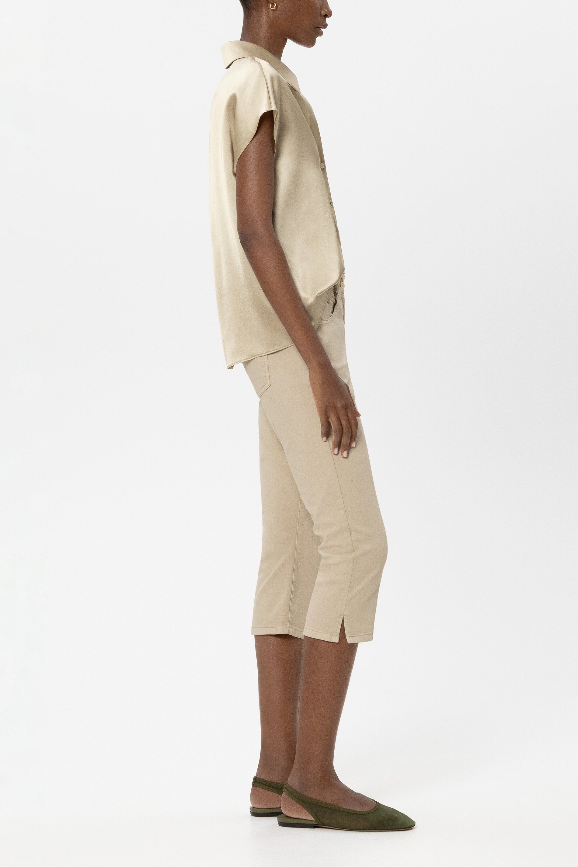 Skinny-Capri-Denim - sand - Standard | Model Seite