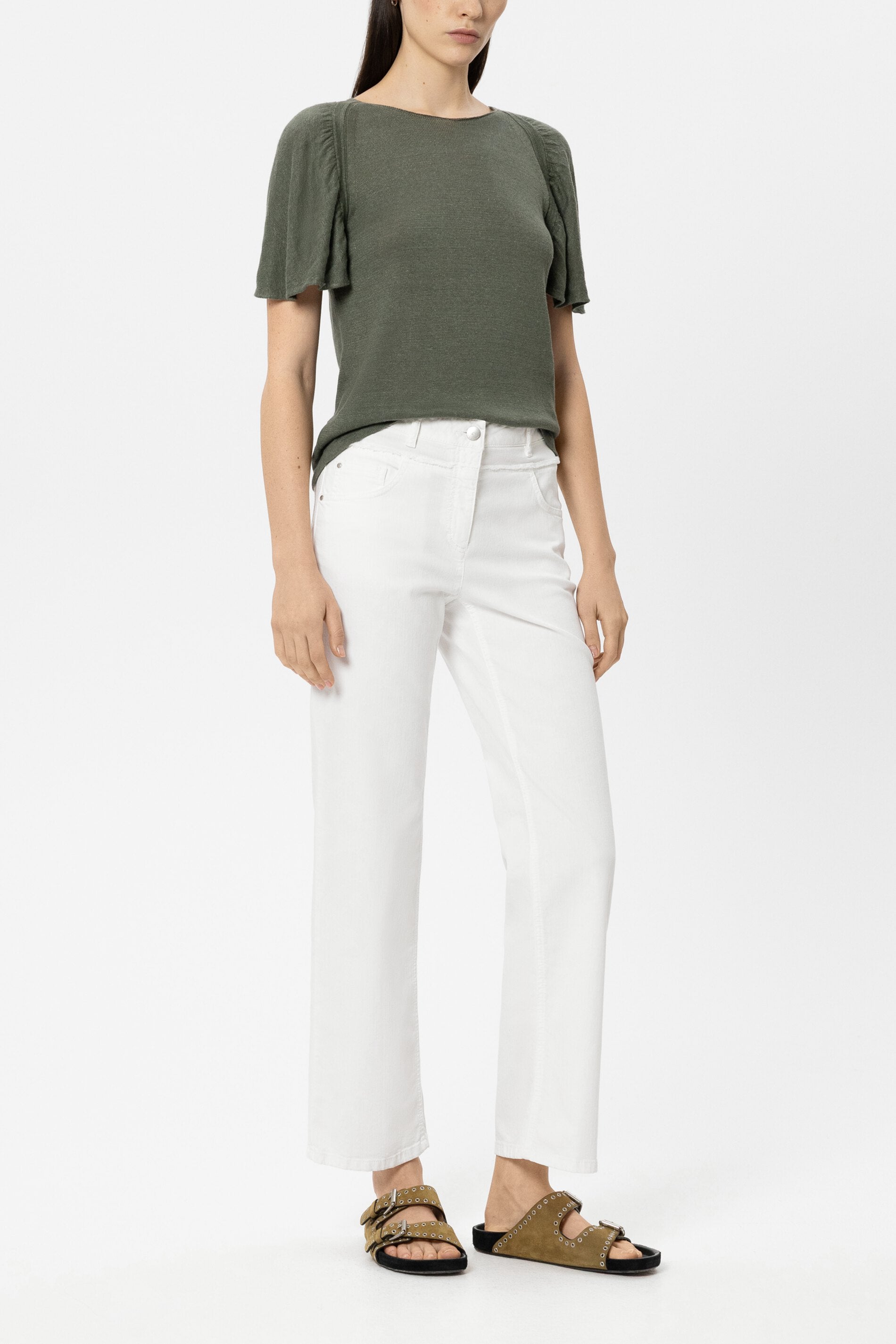 Straight-Denim mit Doppelbund - white - Standard | Model Front