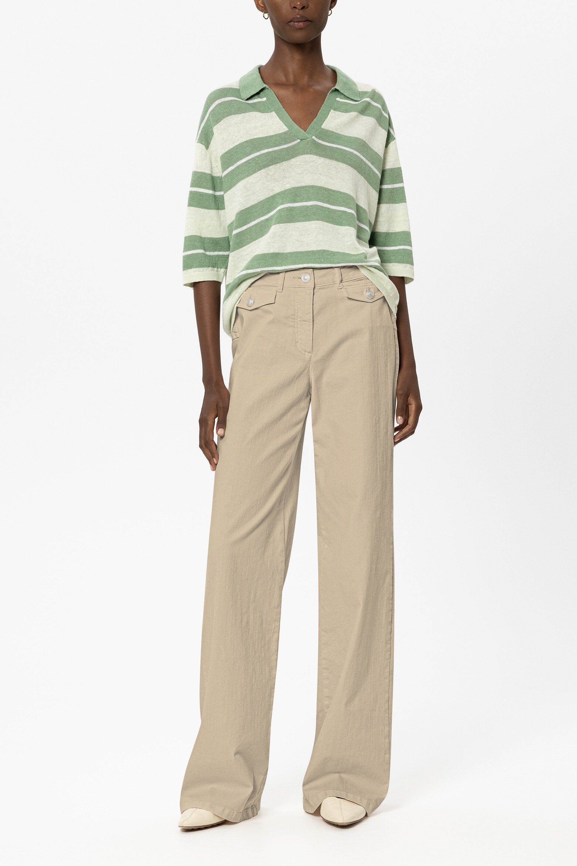 Wideleg-Denim - sand - Standard | Model Front