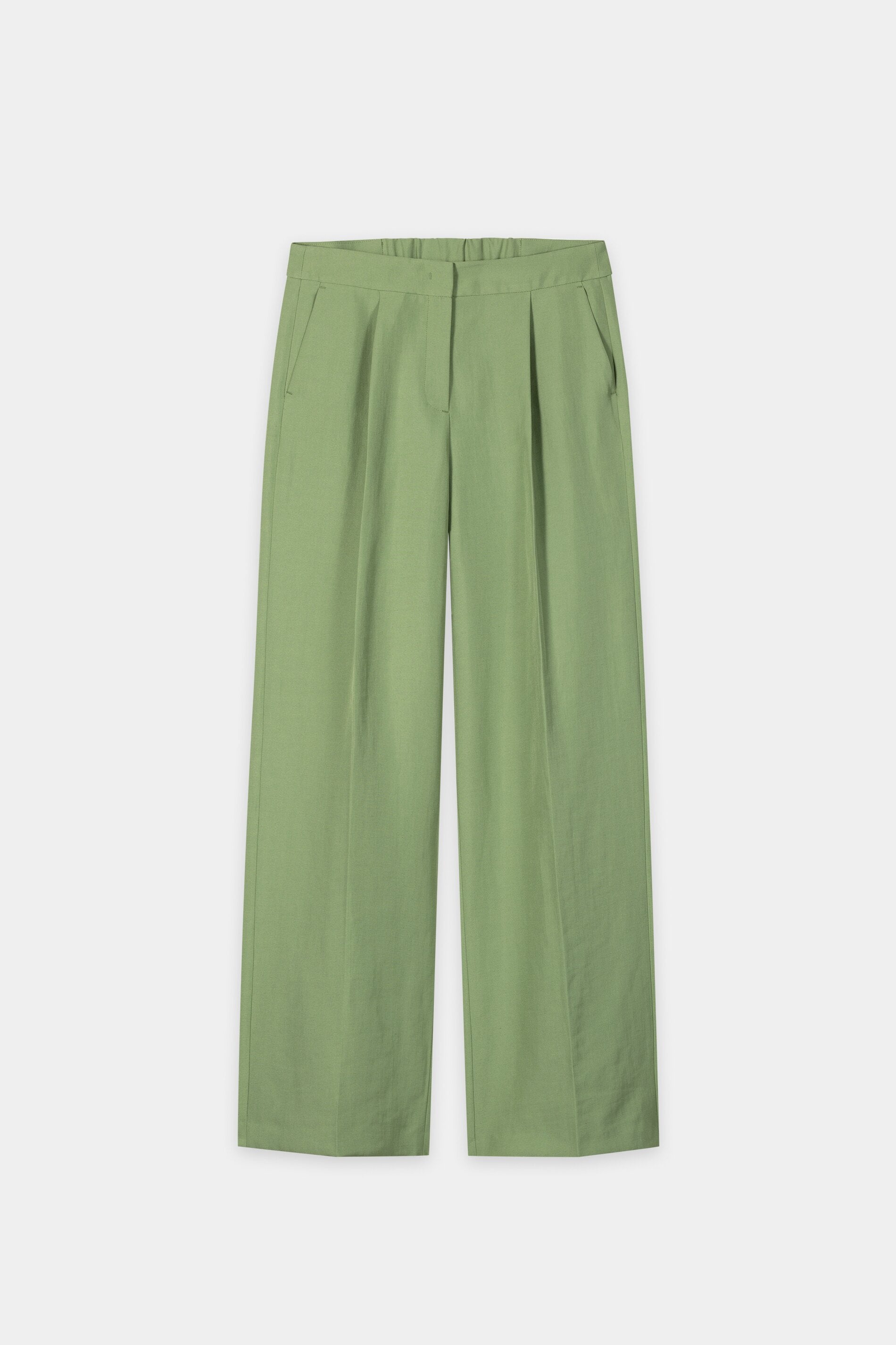 Wideleg-Pants aus Leinen-Mix - moss green - Standard | Artikel Front
