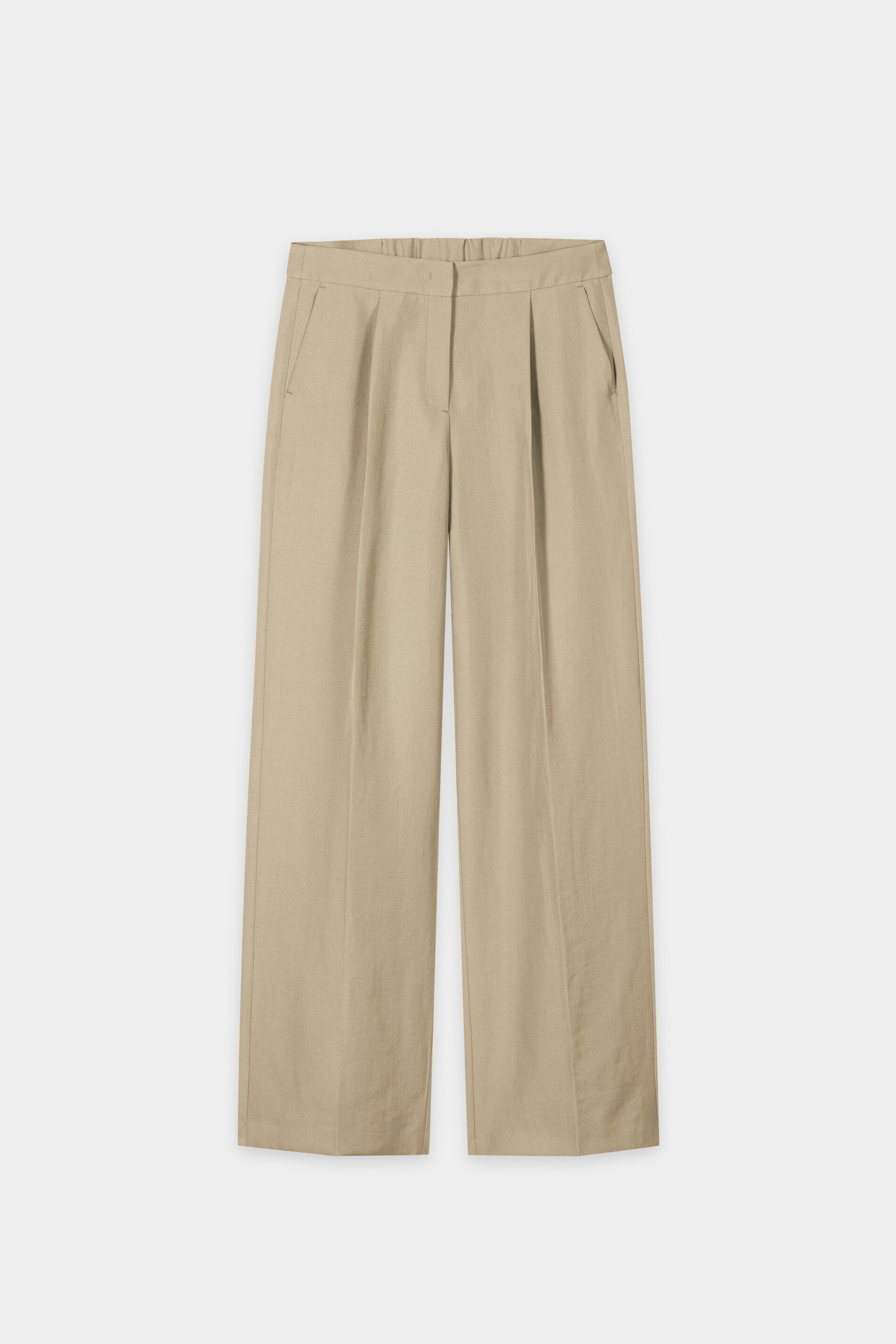 Wideleg-Pants aus Leinen-Mix - sand - Standard | Artikel Front