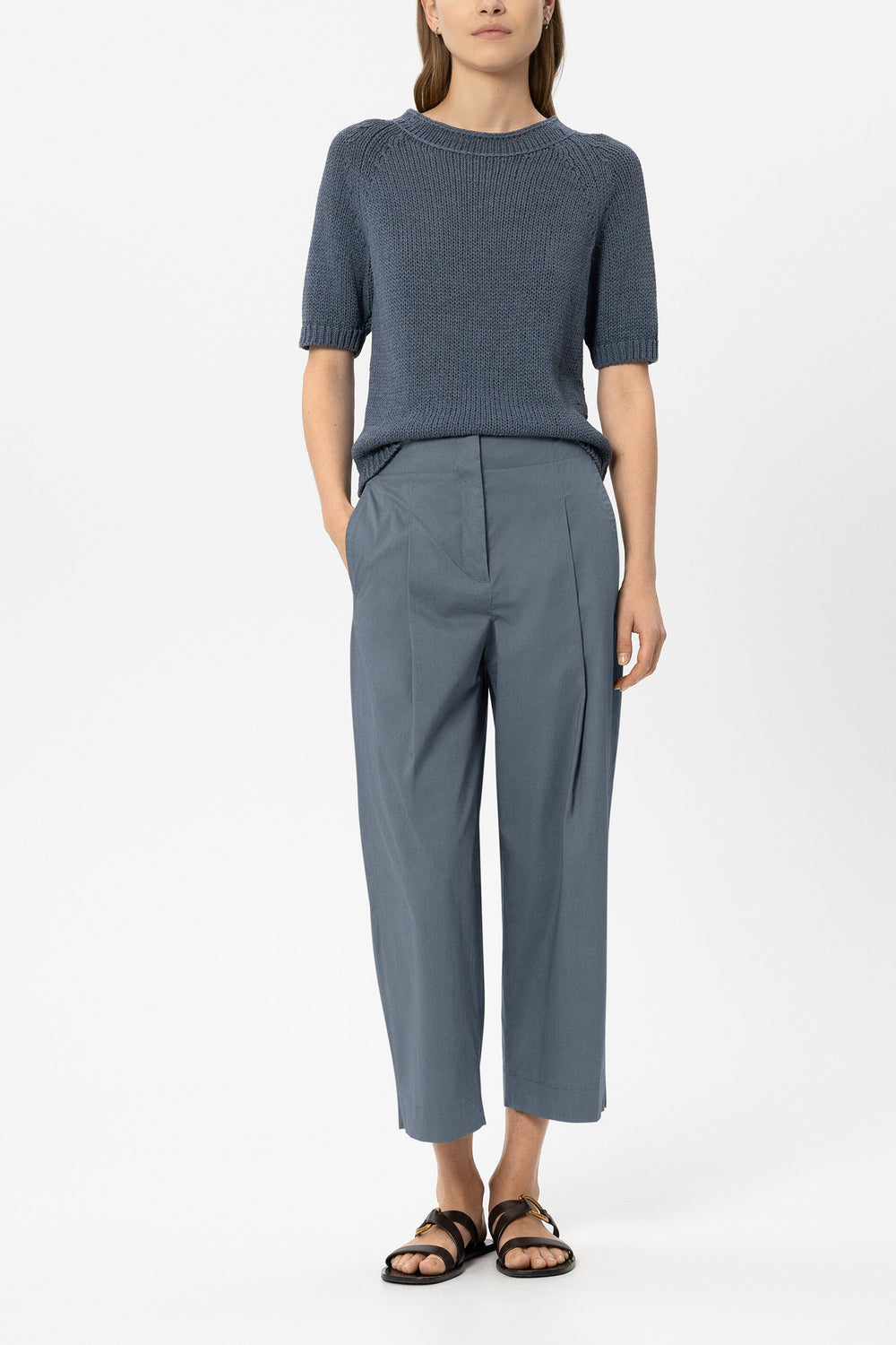 Gabardine tapered pants - tinted blue - Standard