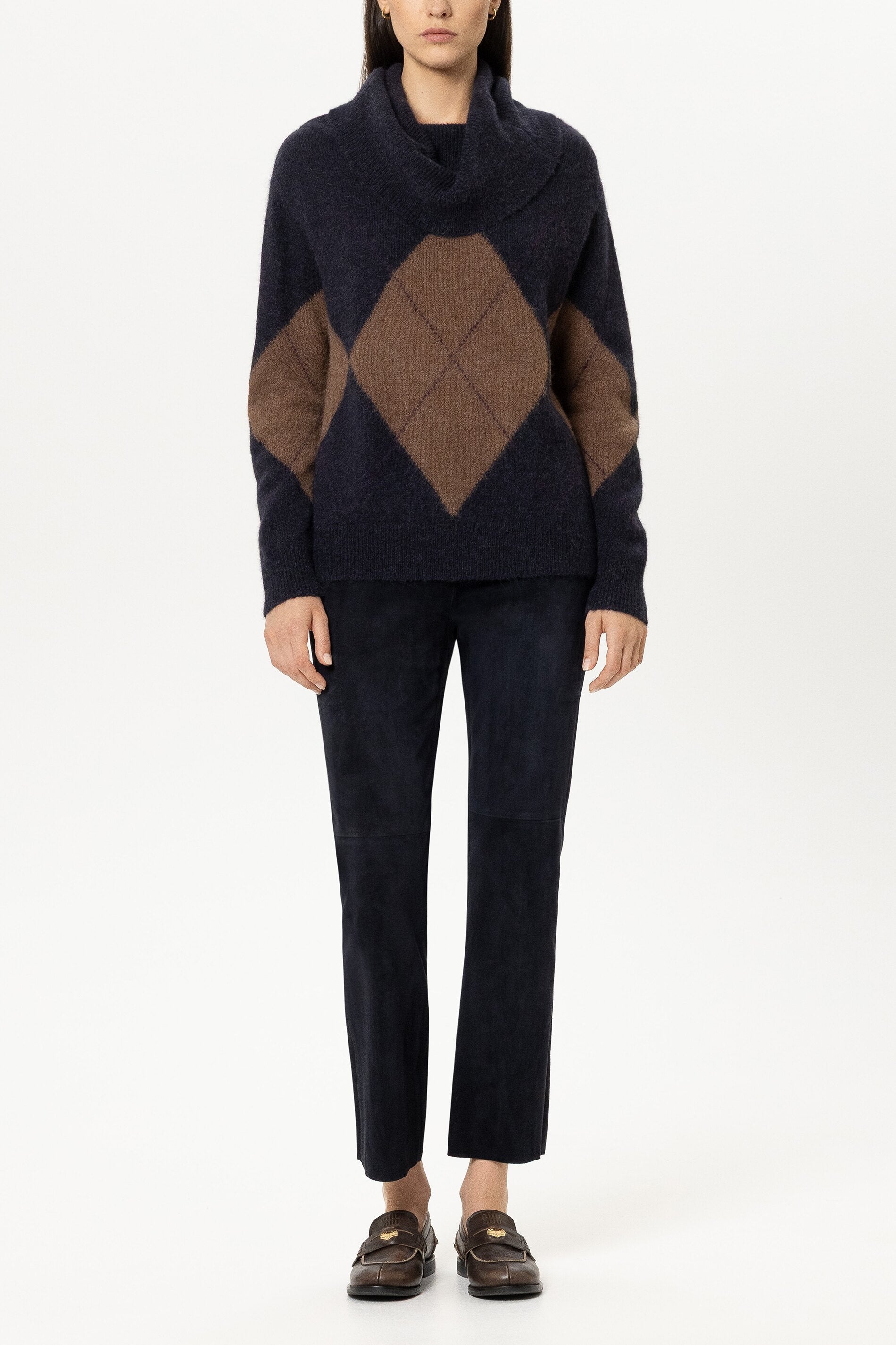 Veloursleder-Straightleg-Pants - winter navy - Standard | Model Front