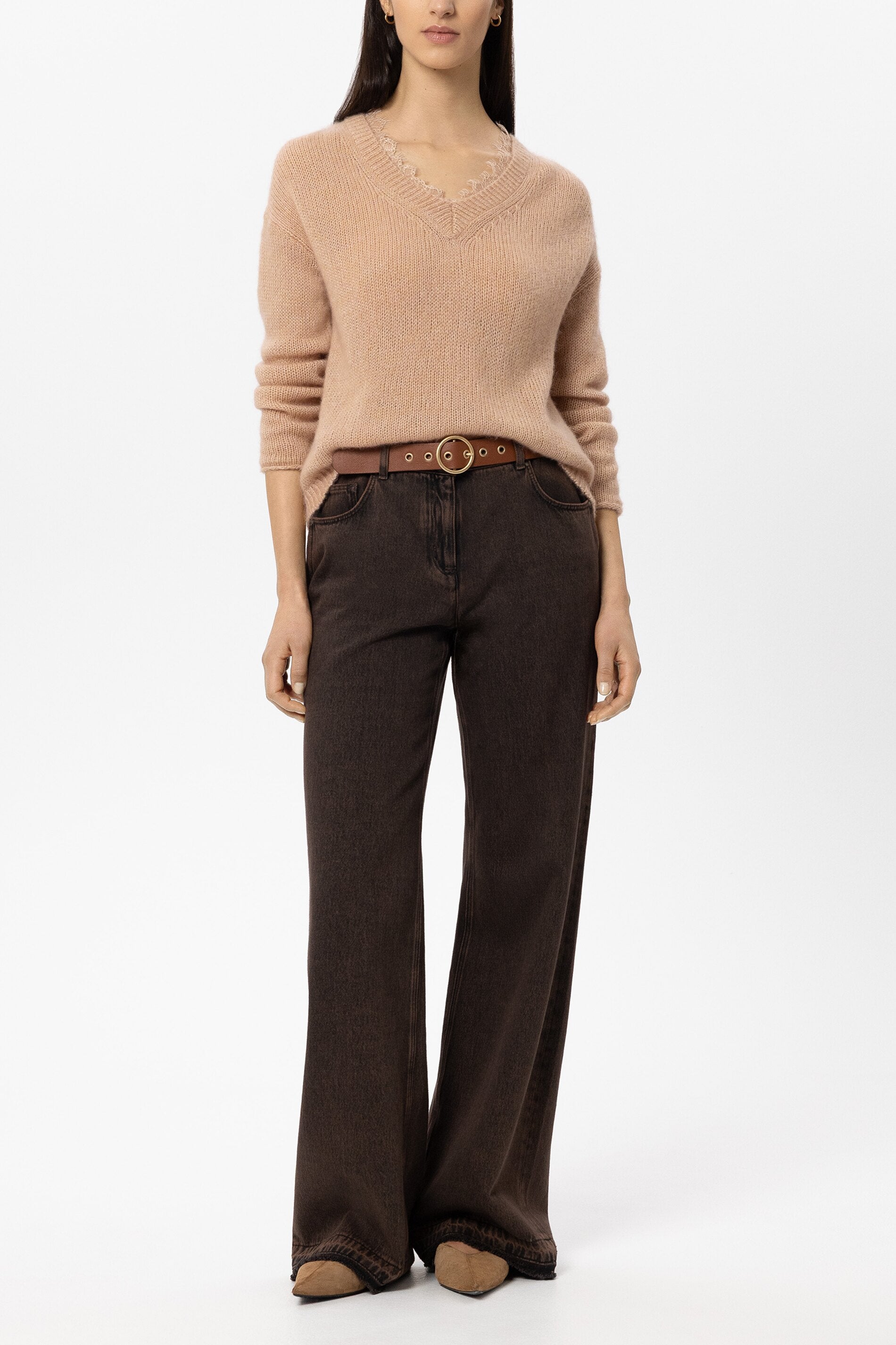 Authentic-Wideleg-Denim - denim brown - Standard | Model Front