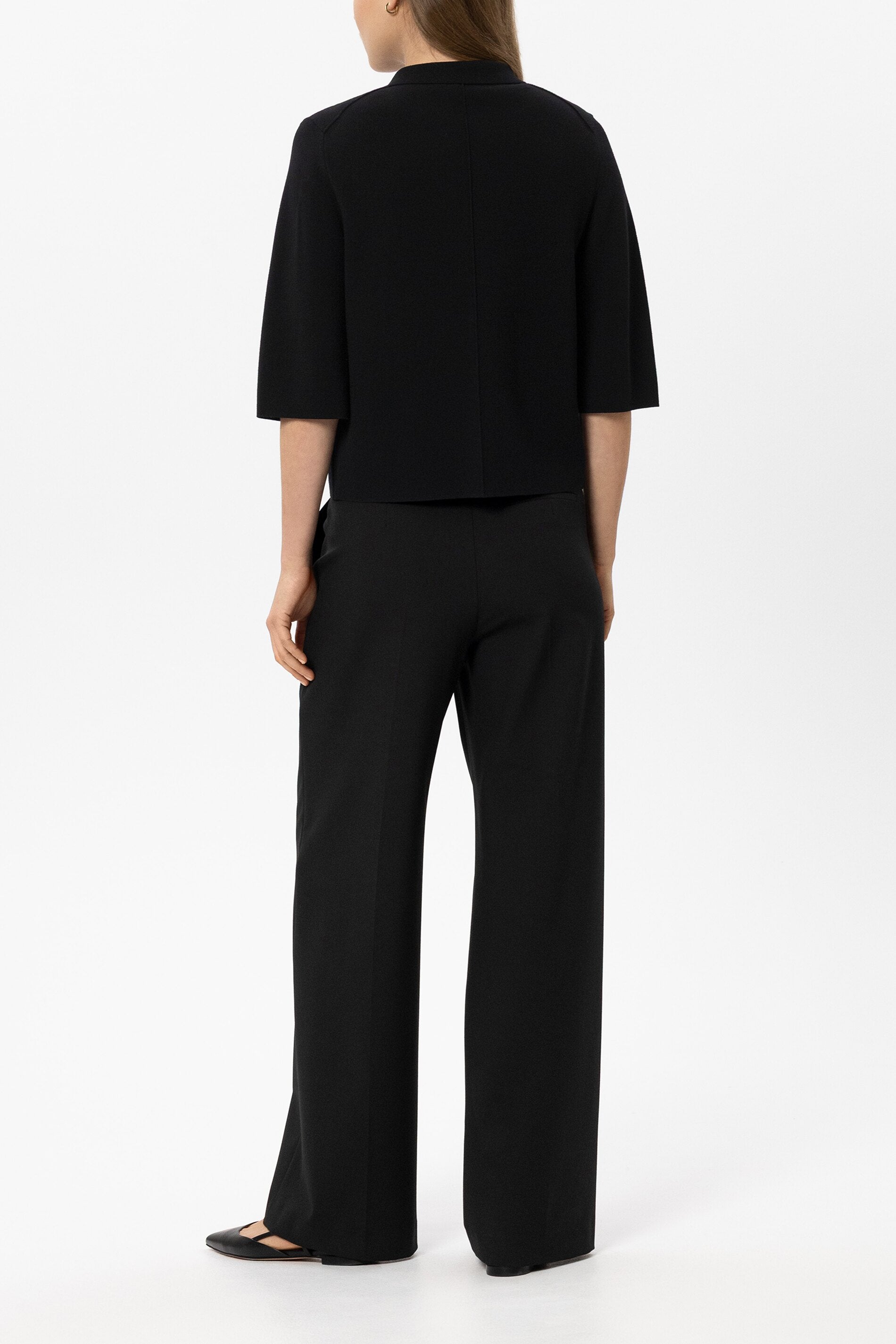 Wideleg-Pants mit Bundfalten - black - Standard | Model Rück
