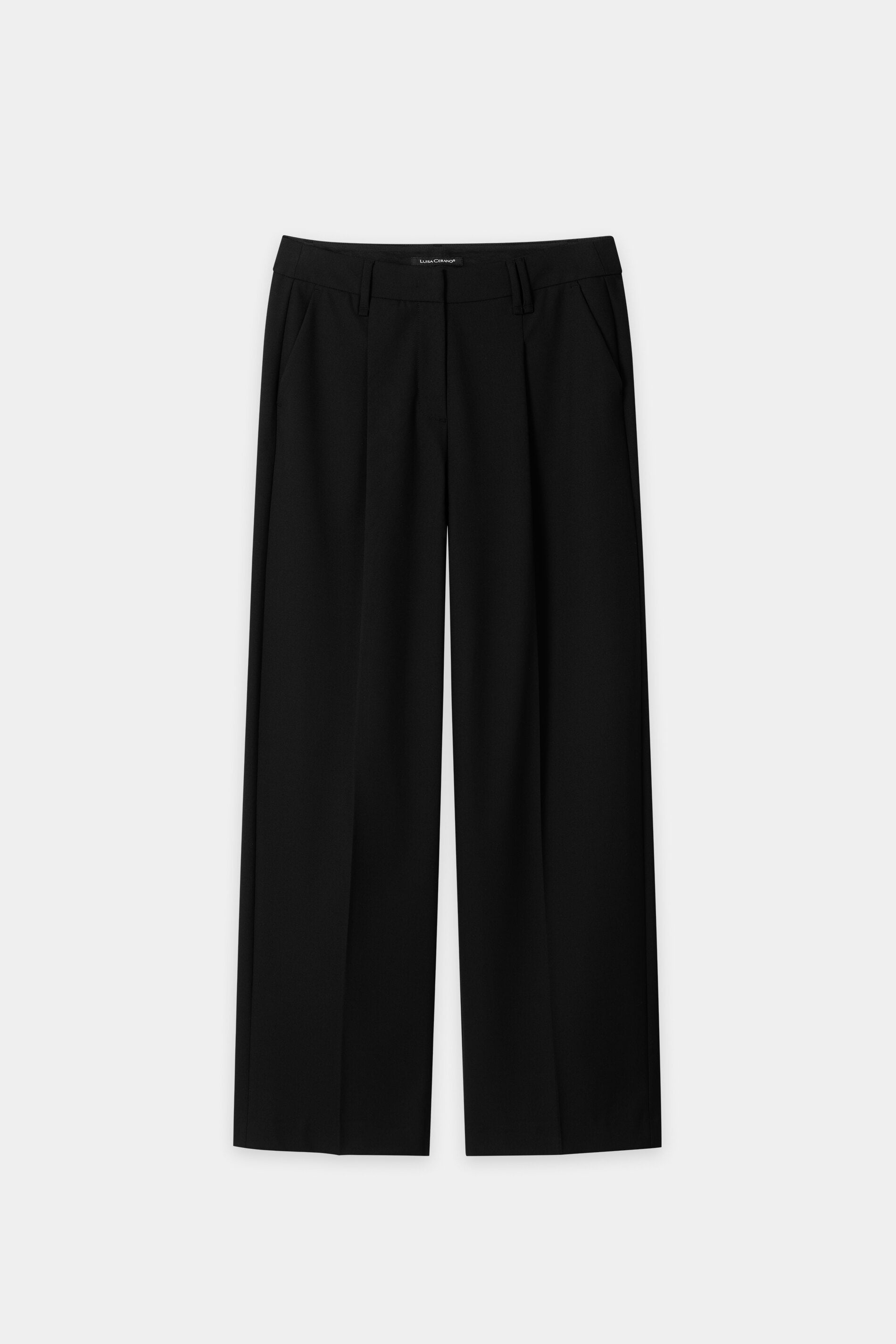 Wideleg-Pants mit Bundfalten - black - Standard | Artikel Front