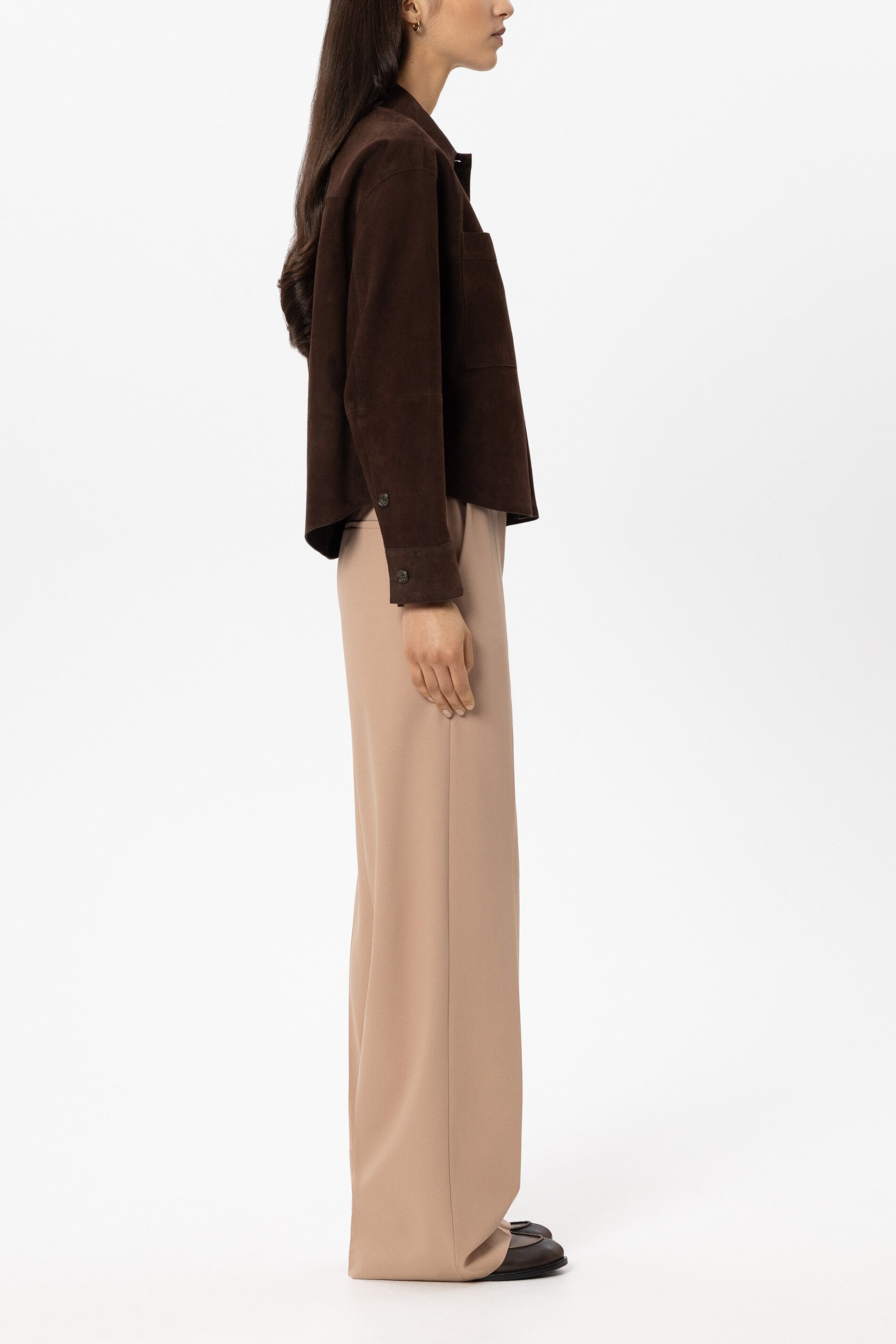 Wideleg-Pants mit Bundfalten - nude - Standard | Model Seite