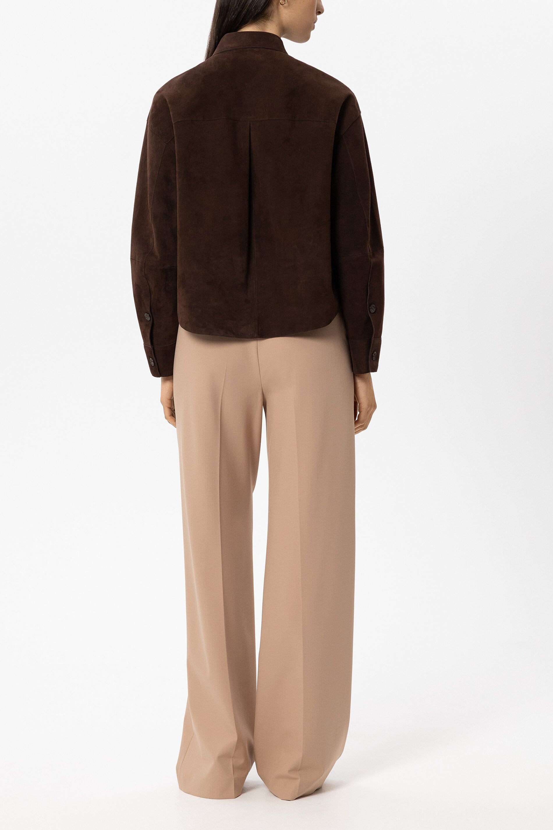 Wideleg-Pants mit Bundfalten - nude - Standard | Model Rück