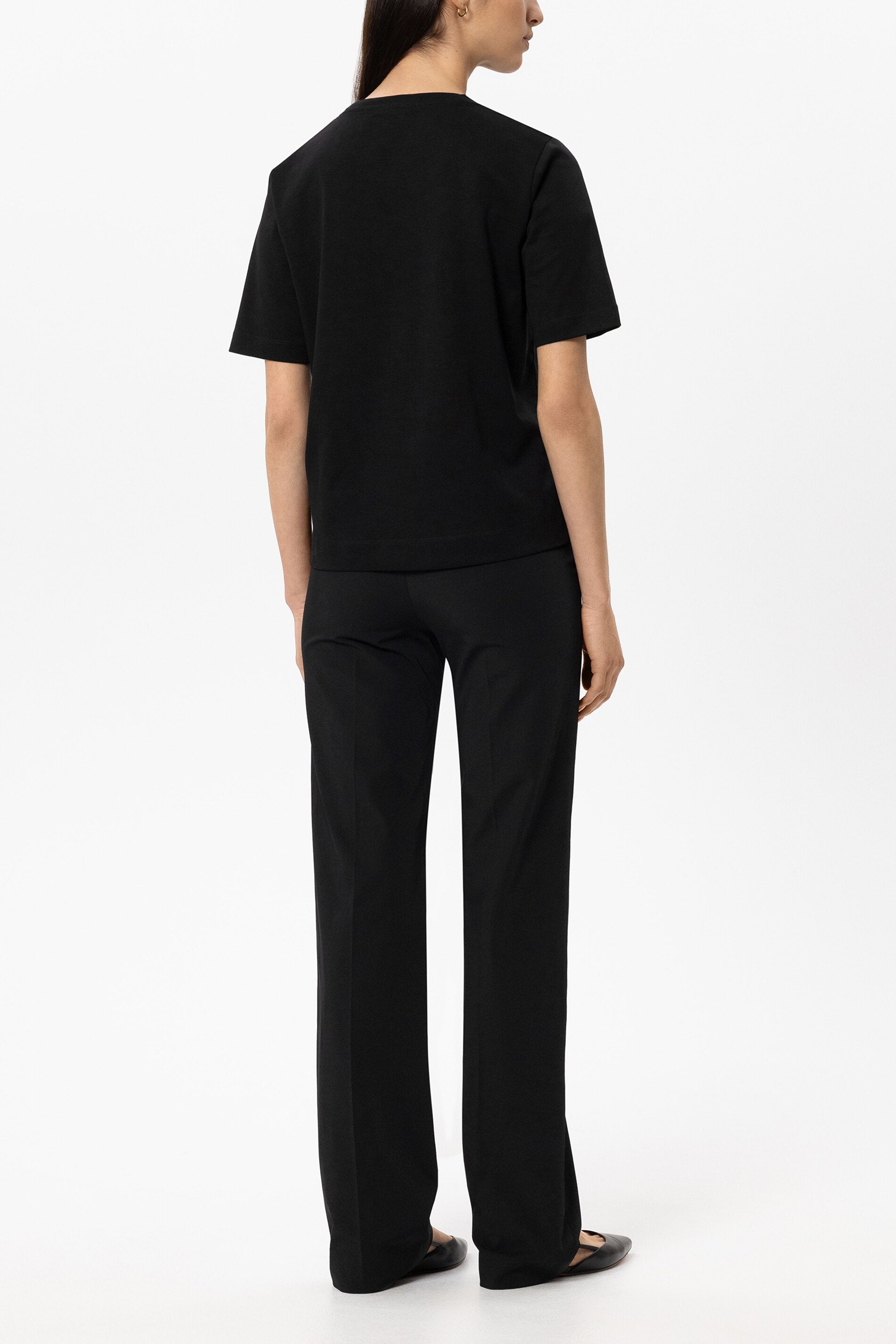 Stretch-Pants mit Bunddetails - black - Standard | Model Rück