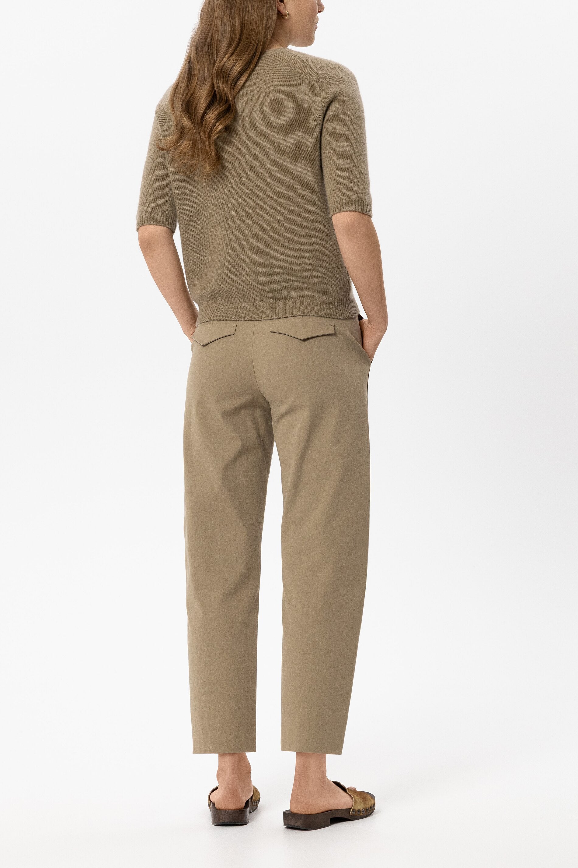 Baumwoll-Barrelleg-Pants - salbei - Standard | Model Rück