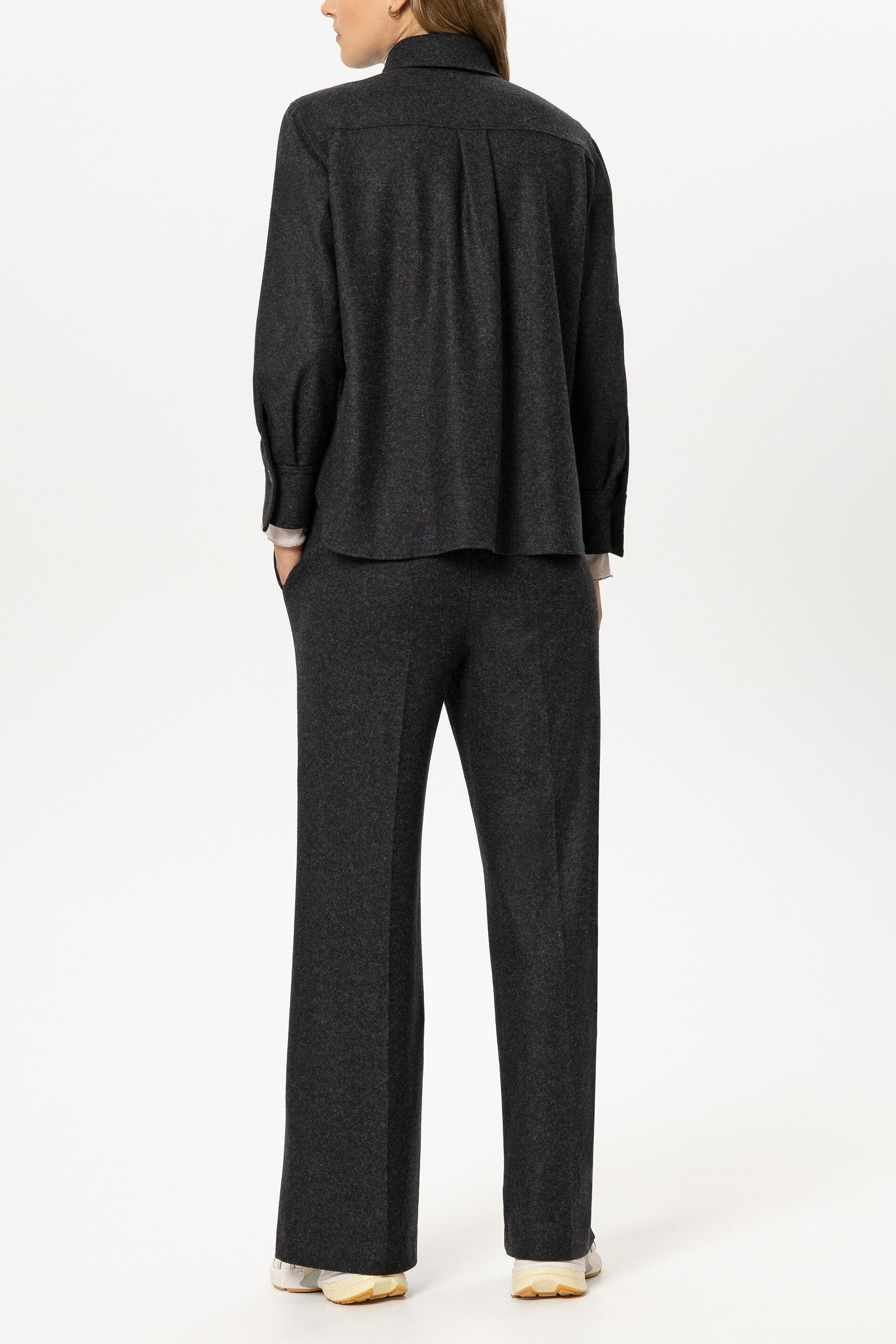 Flanell-Wideleg-Pants - anthracite - Standard | Model Rück