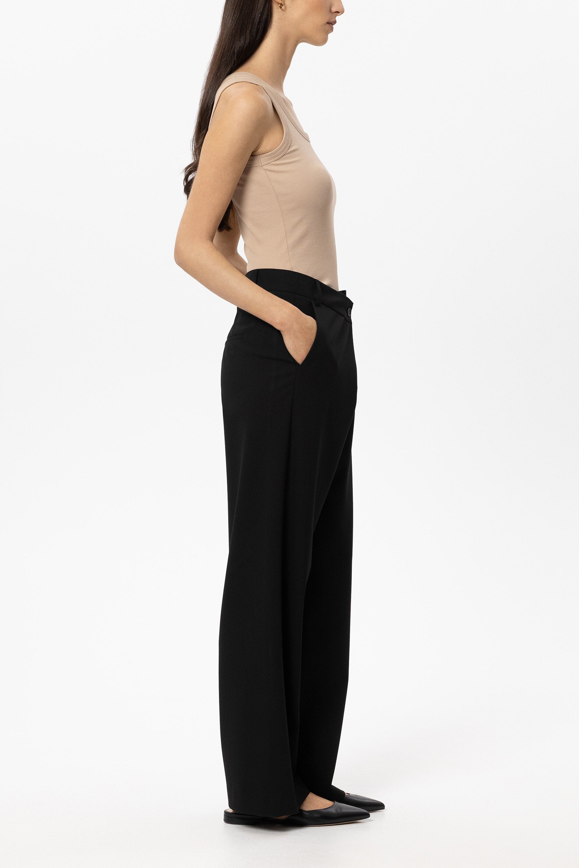 Wideleg-Pants - black - Standard | Model Seite