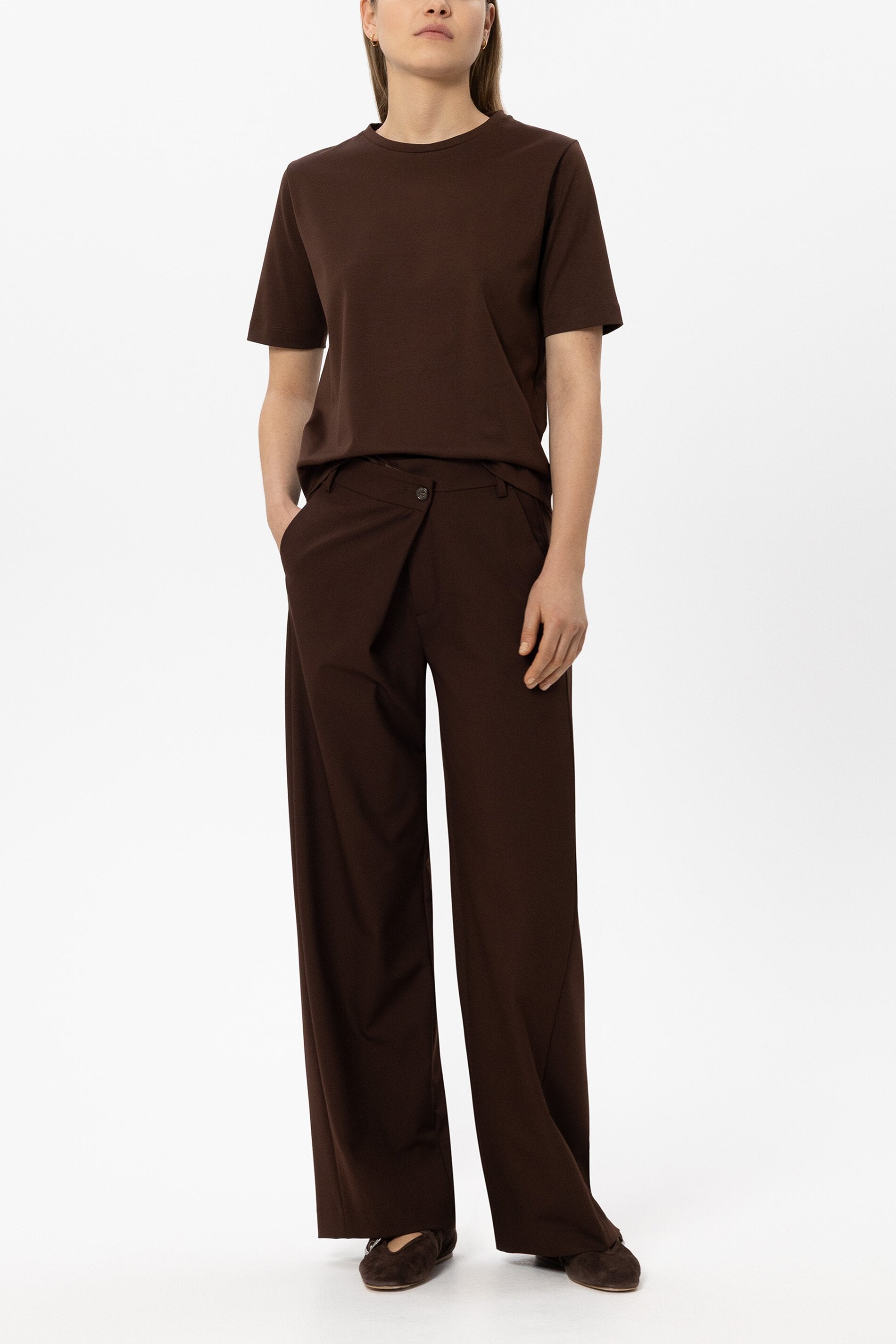 Wideleg-Pants - marone - Standard | Model Front