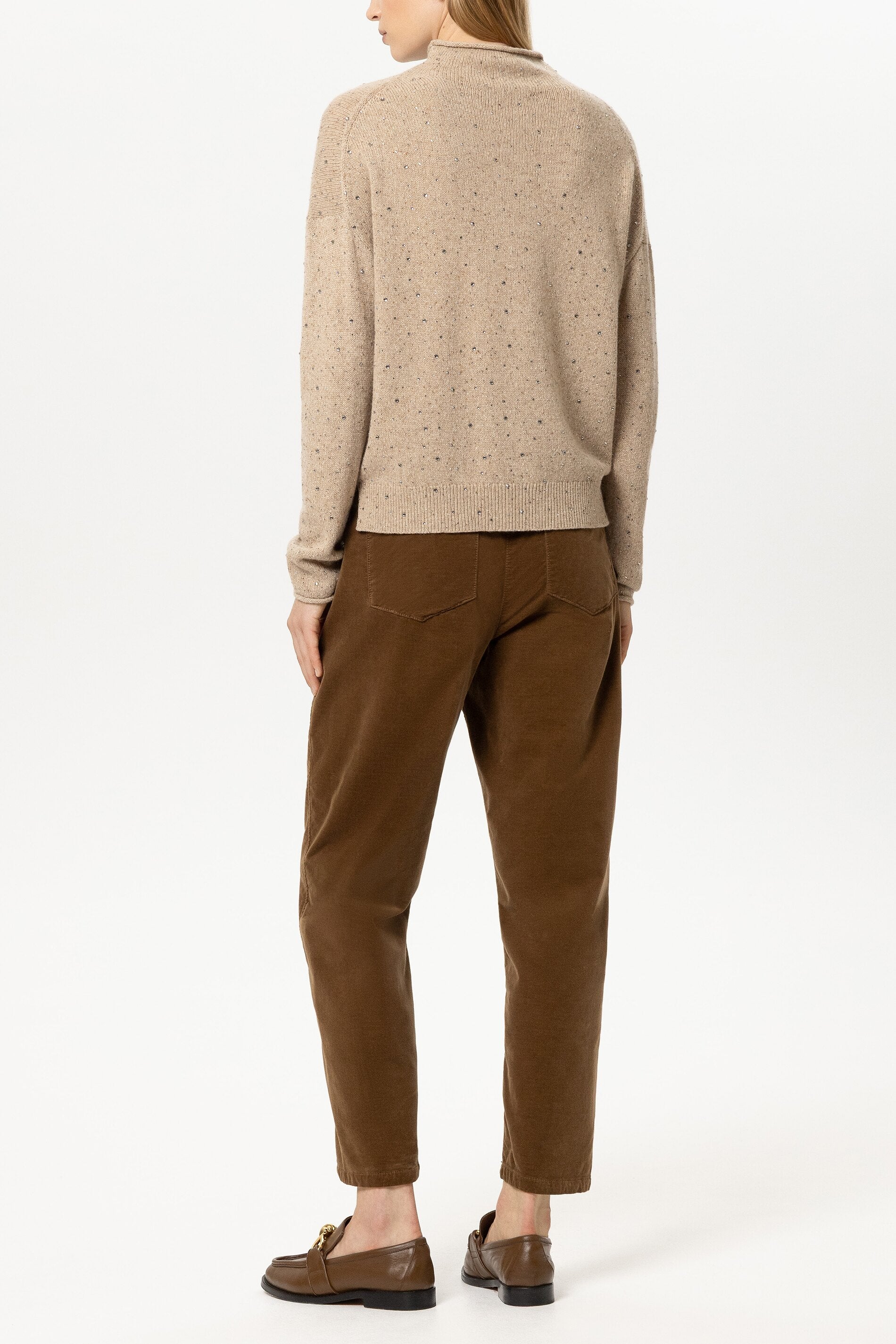 Barrelleg-Velvet-Pants - caramel - Standard | Model Rück