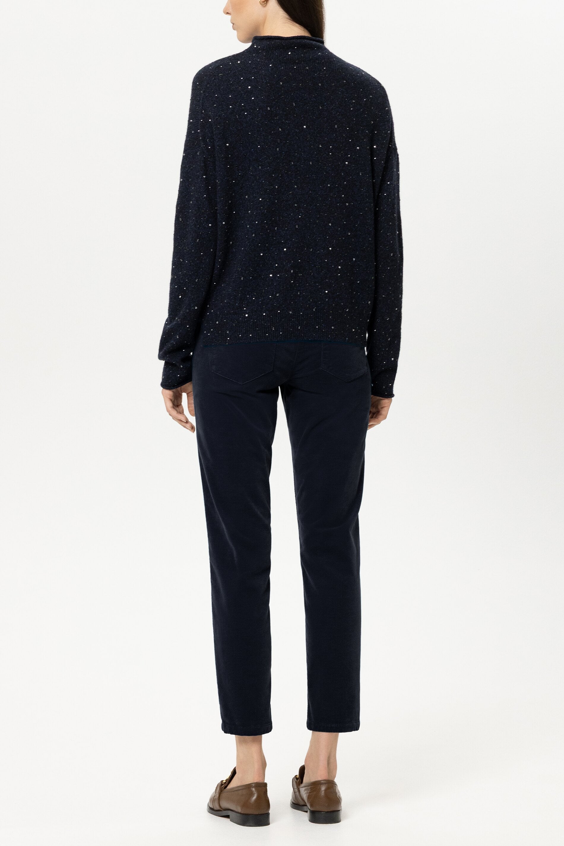 Skinny-Velvet-Pants - winter navy - Standard | Model Rück