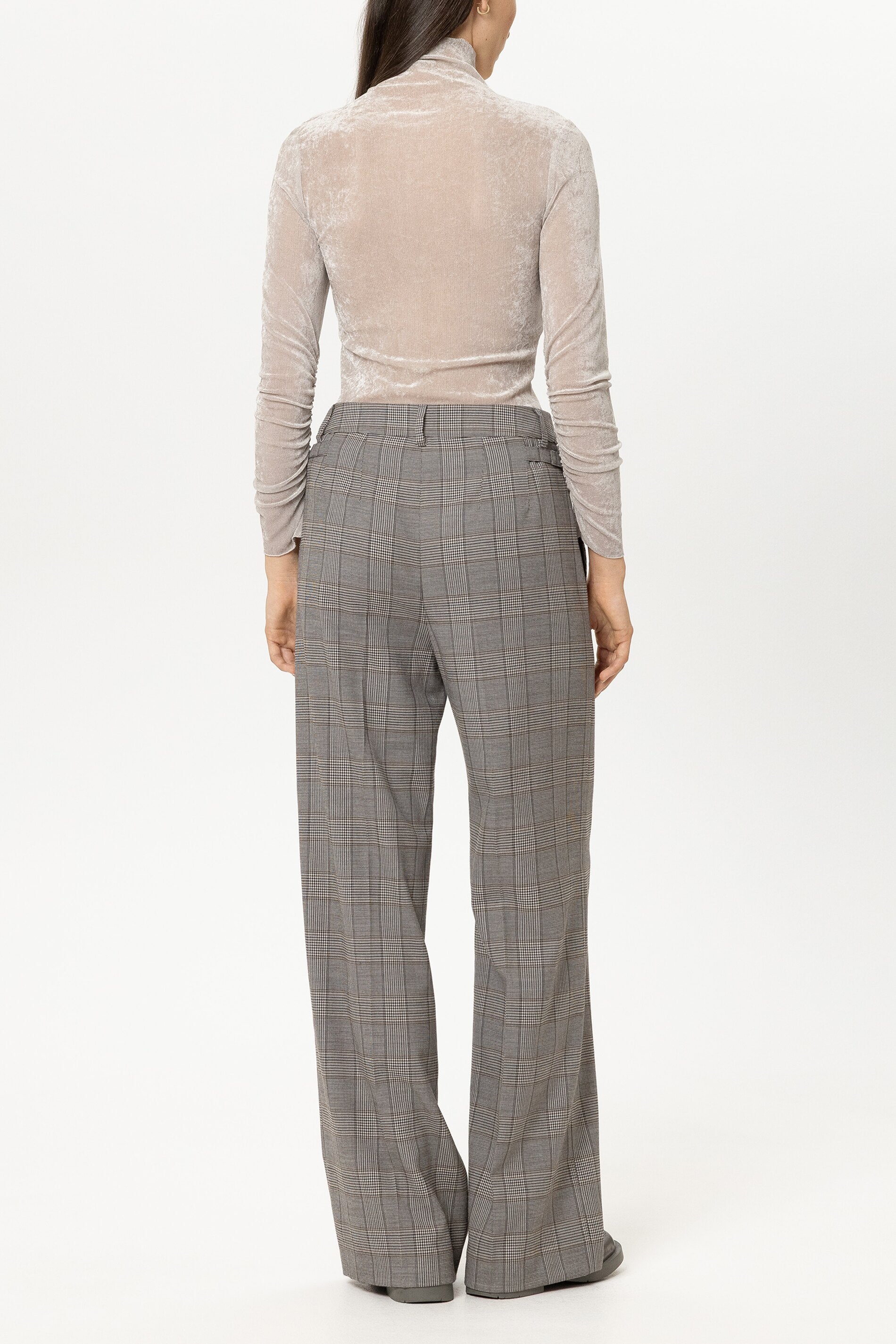 Karo-Wideleg-Pants - heather grey - Standard | Model Rück