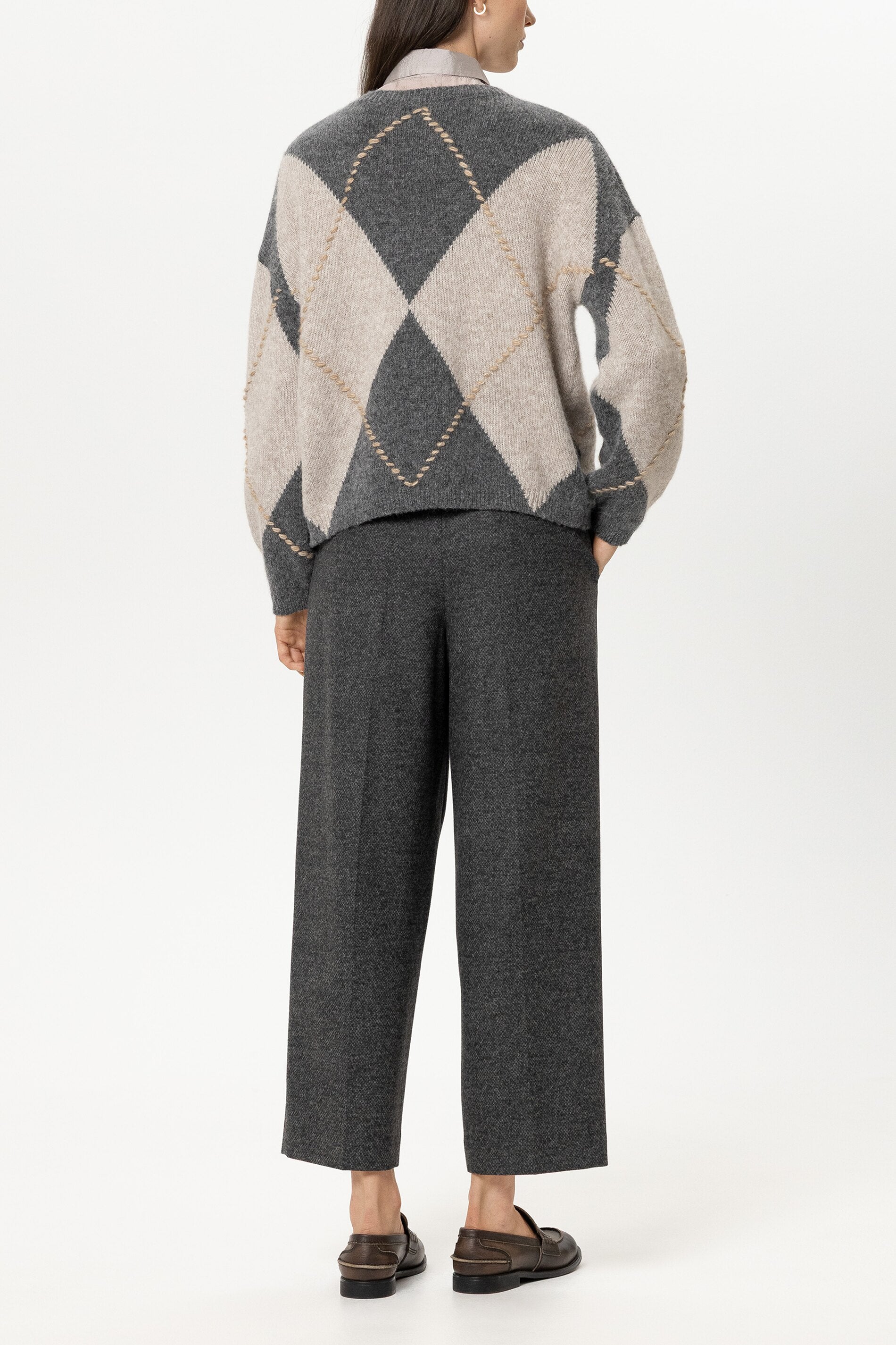 Tapered-Pants aus Punto-Milano - anthracite - Standard | Model Rück