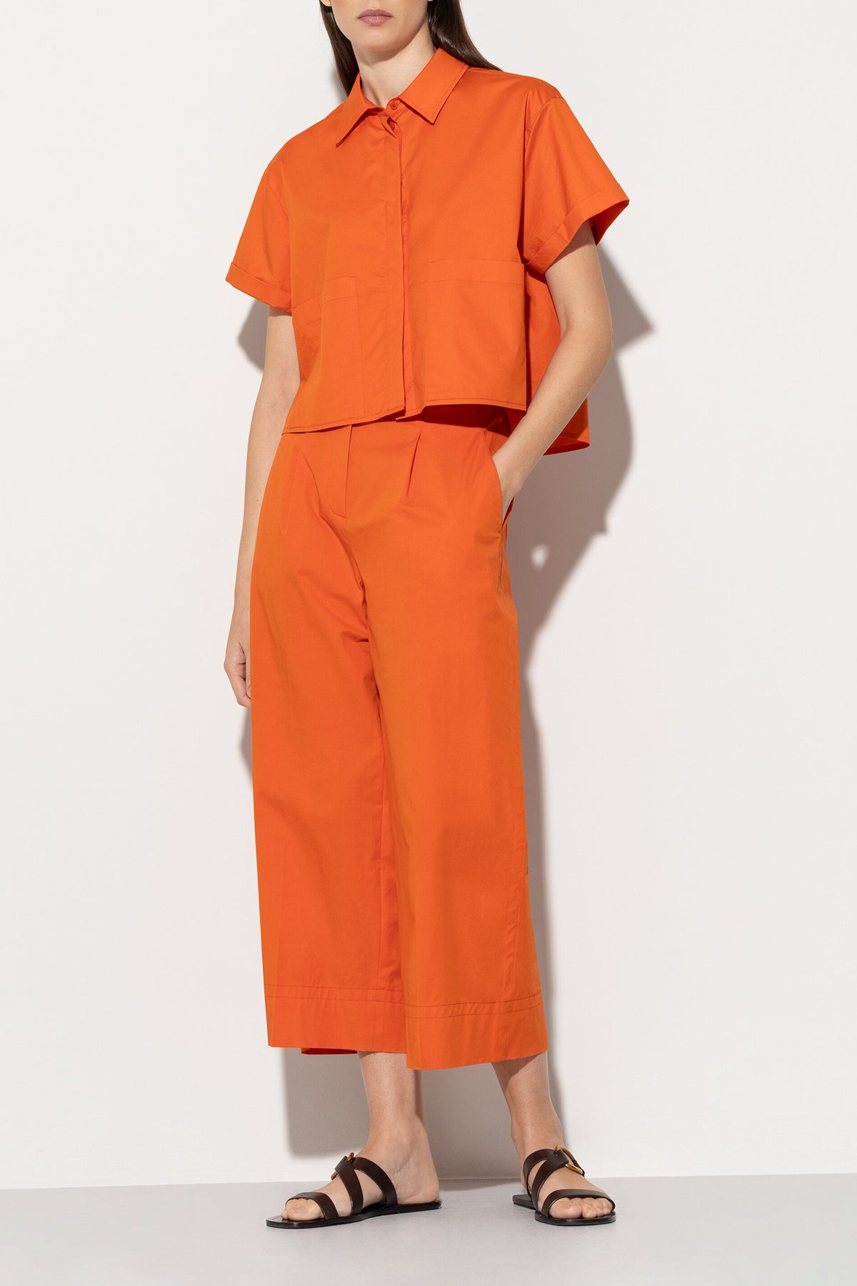 Wideleg-Pants - burnt orange - Standard | Model Front