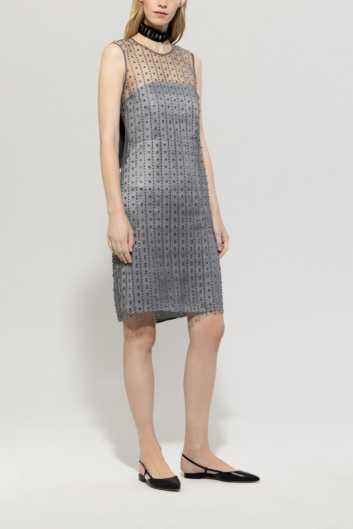 Shiftkleid in Mesh-Optik - multi - Standard | Model Front