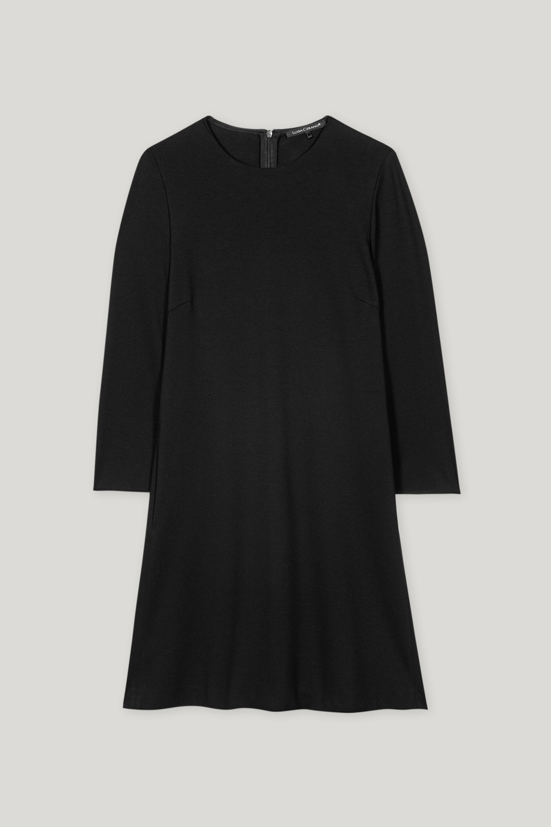 Minikleid aus Punto-Milano - deep black - lange Version | Artikel Front