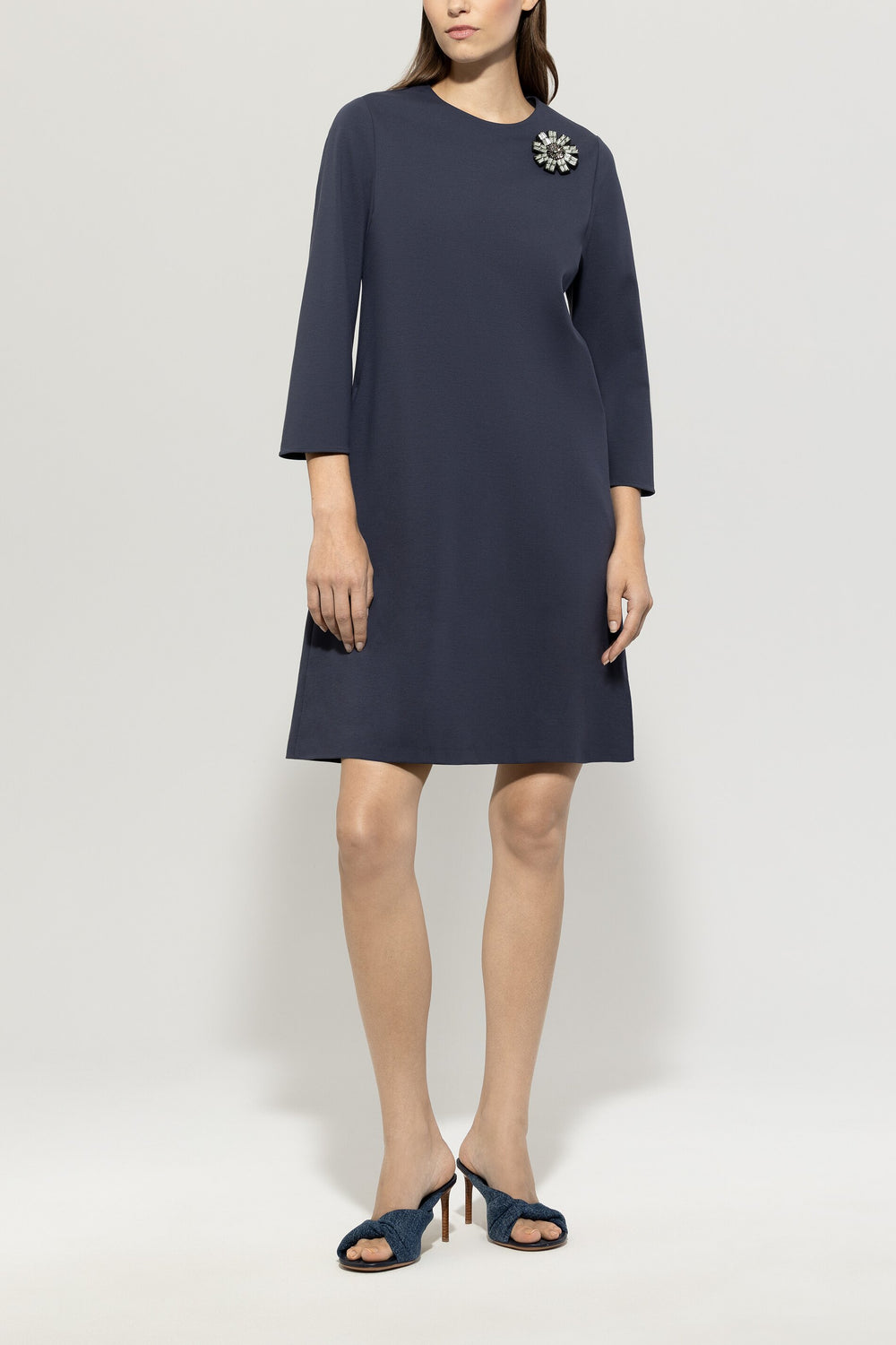 Minikleid aus Punto - Milano - jeans blue - lange Version