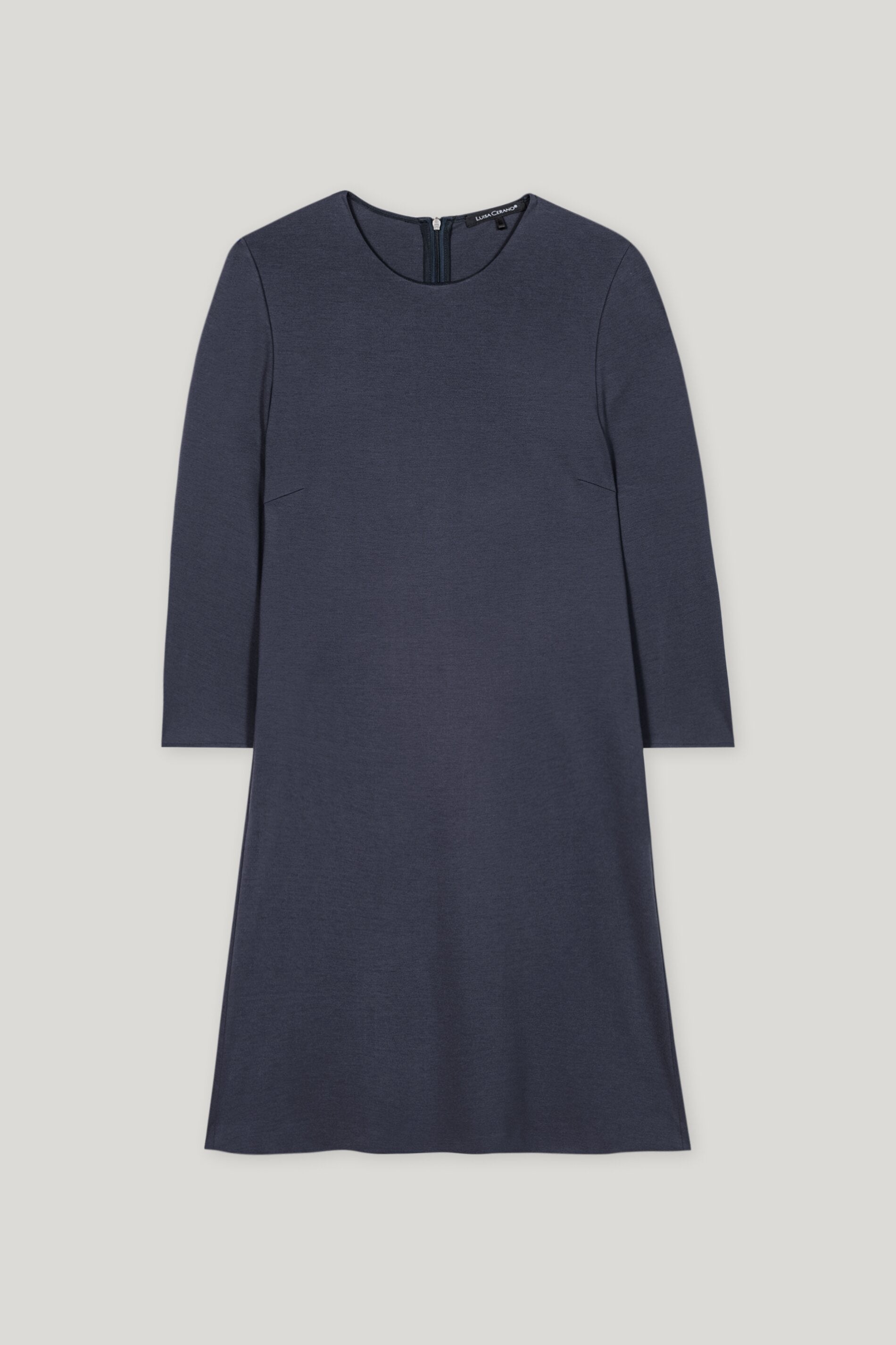 Minikleid aus Punto-Milano - jeans blue - lange Version | Artikel Front